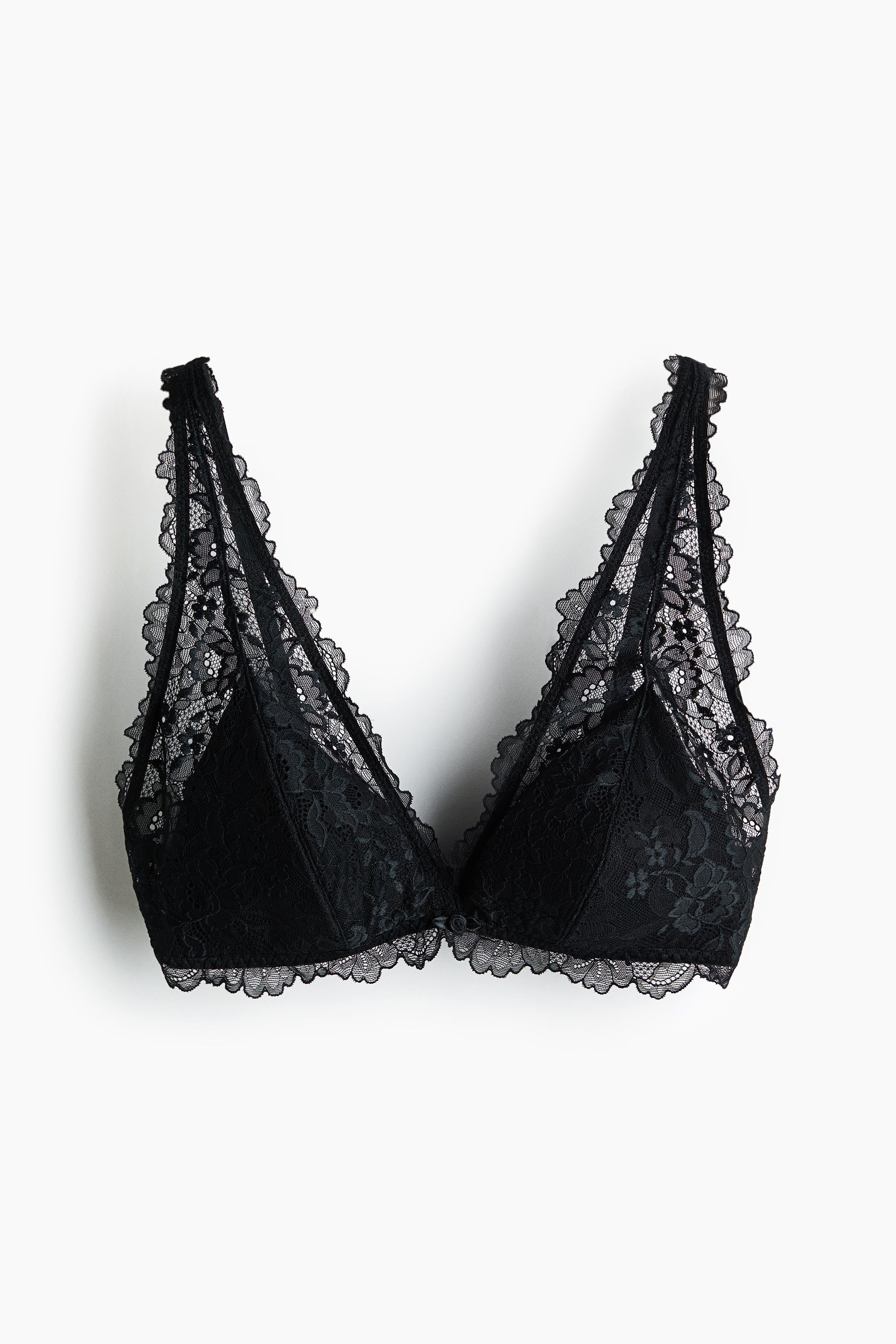 Padded soft-bh van kant - Zwart/Roomwit/Lichtturkoois