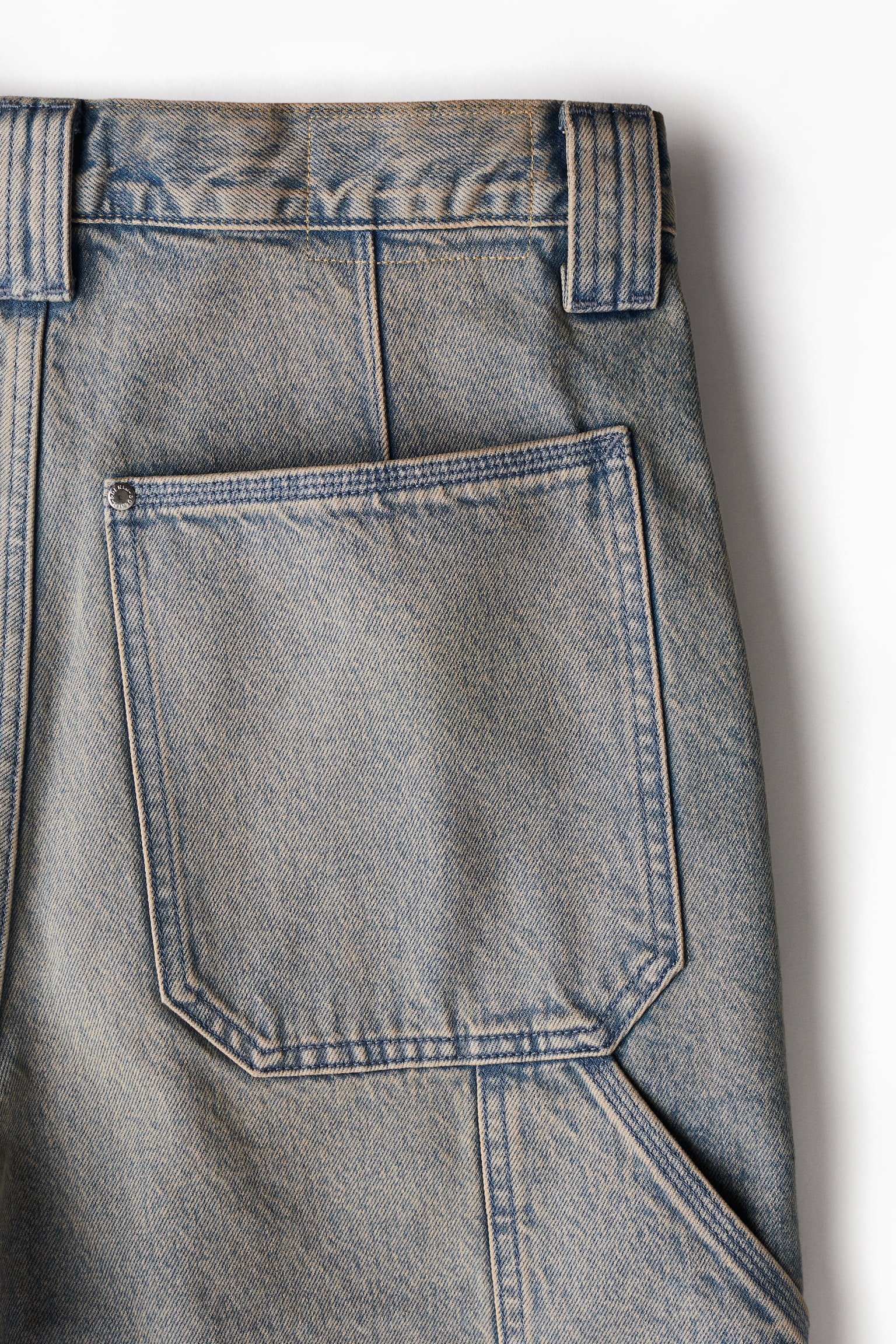 Baggy Denim carpenter shorts - Denim blue/Beige - 6