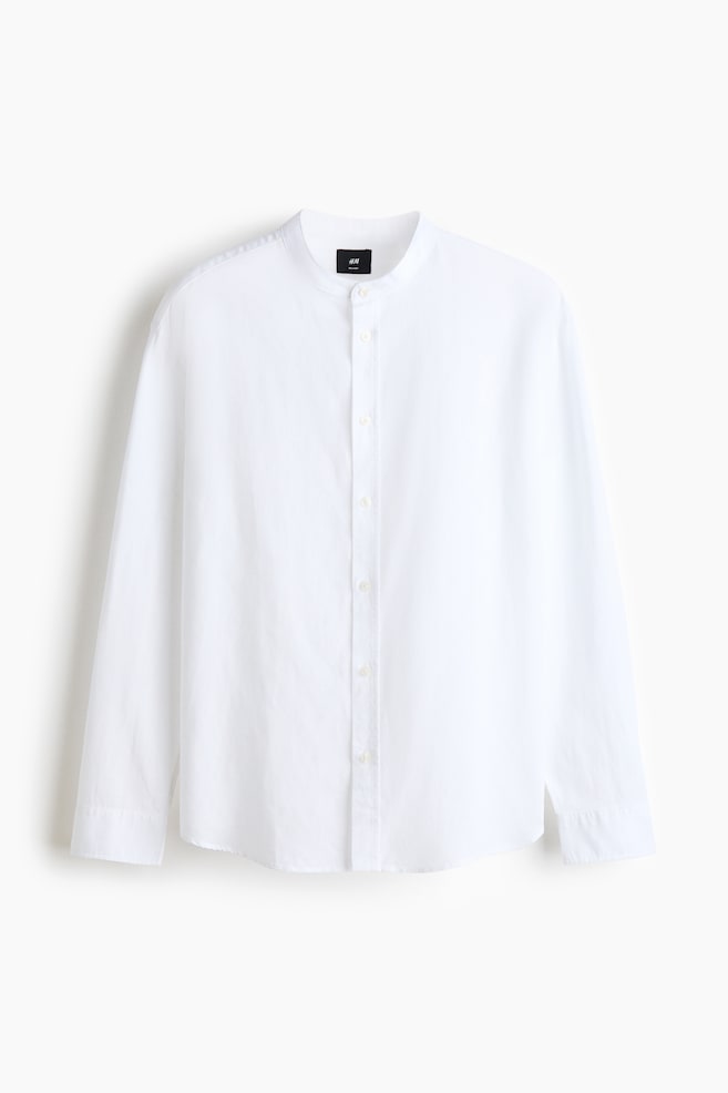 Relaxed-Fit Linen-Blend Shirt - White/Khaki green/Burgundy - 1