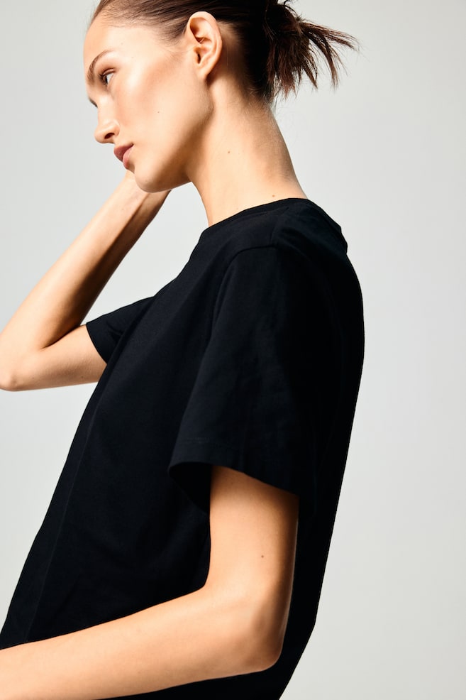 Cotton T-shirt-Black - 3