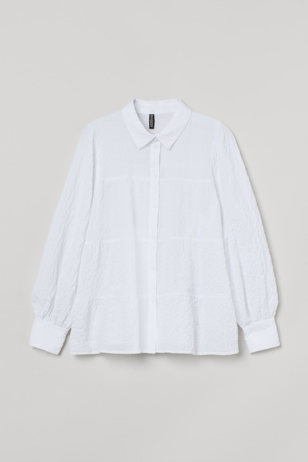 Crêped Shirt - Long sleeve - Regular length - White - Ladies | H&M US