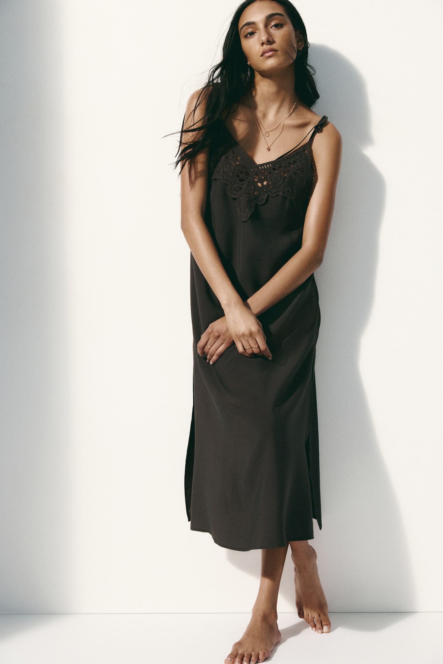 Tie-strap beach dress - Dark brown - 6