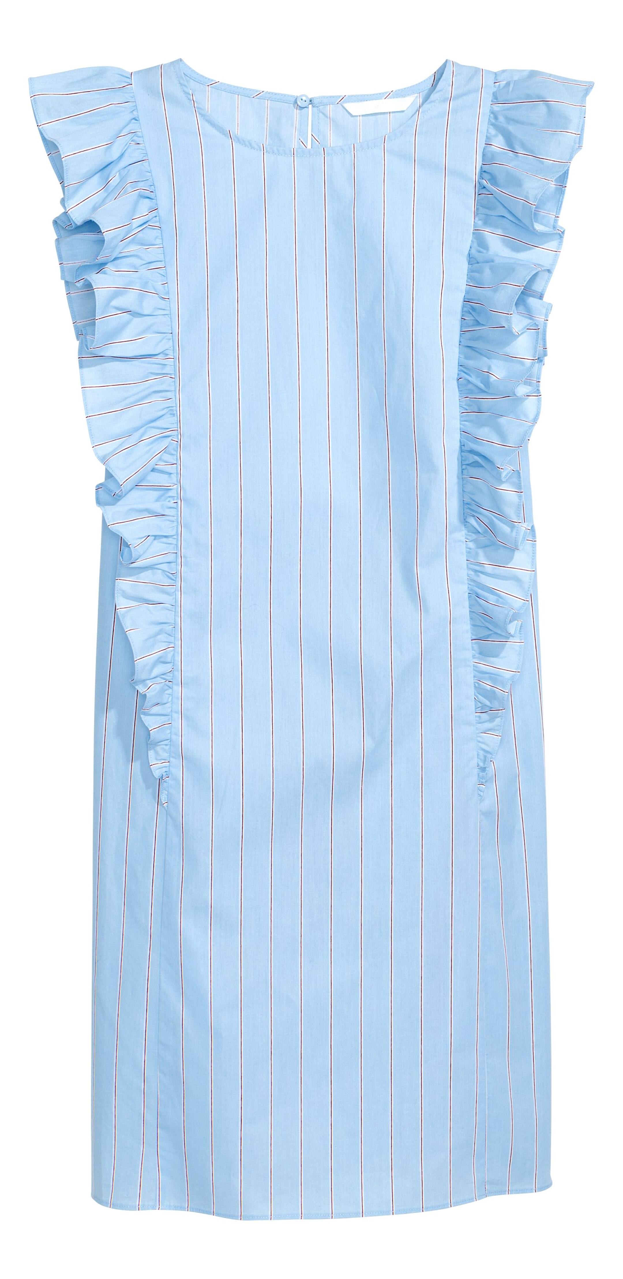 View larger image: Frilled dress - Light blue/Striped - Ladies | H&M GB 1