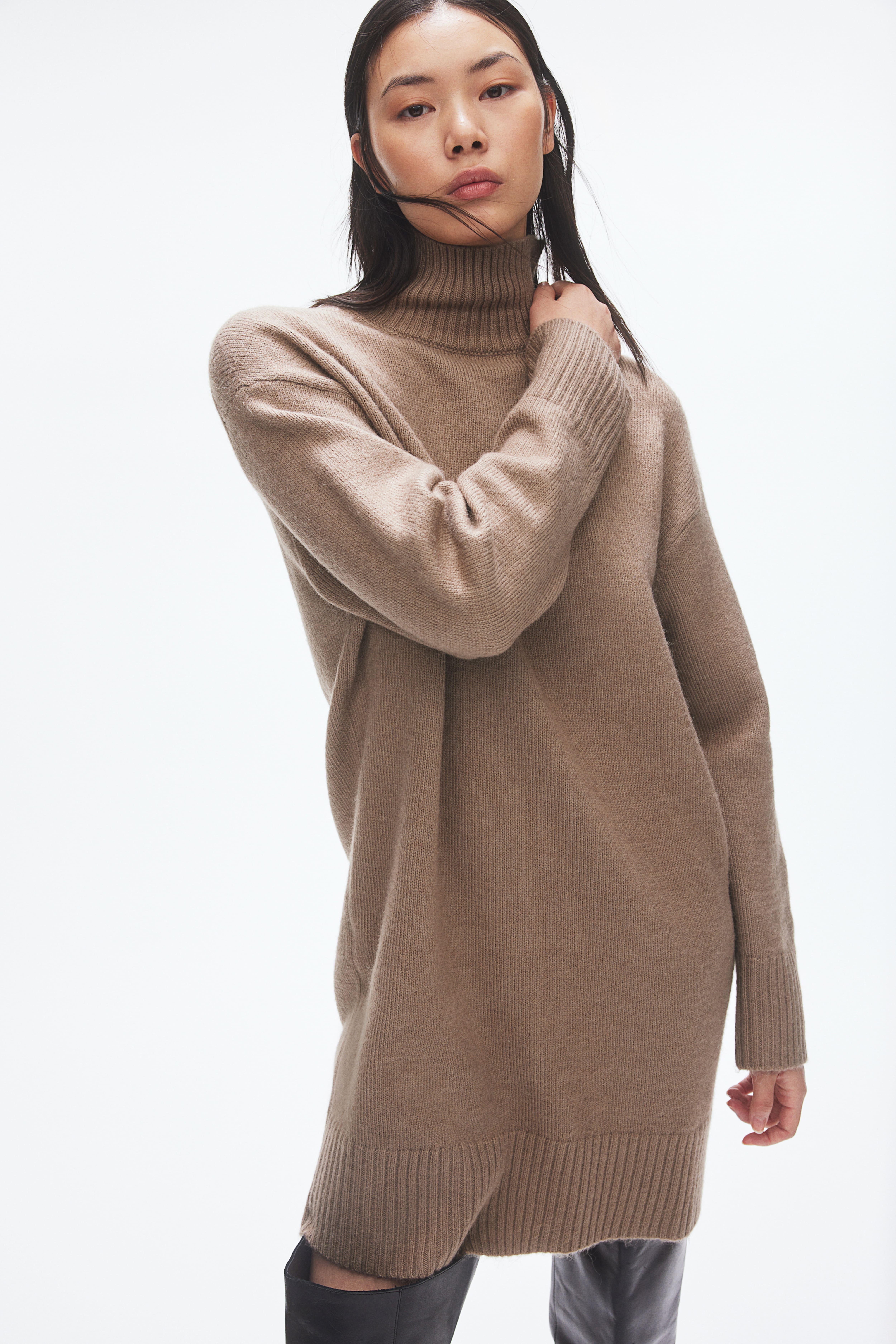 knit mock turtleneck dress