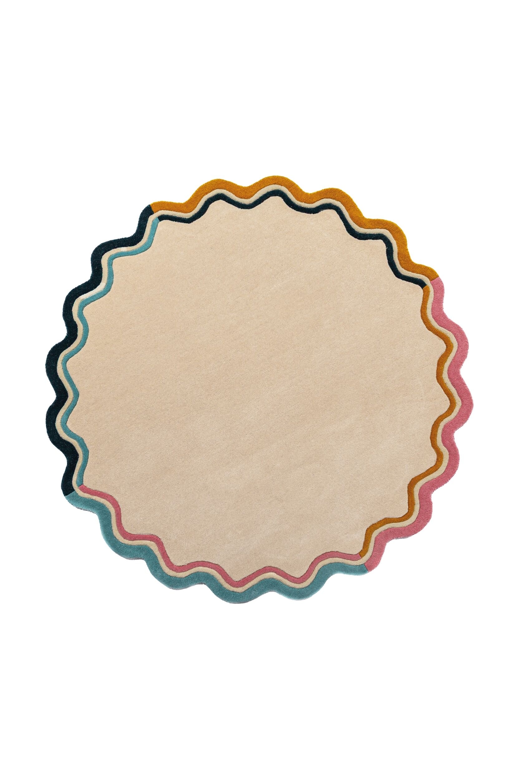 Dywanik Wełny Leo Scallop Border-Wielokolorowy
