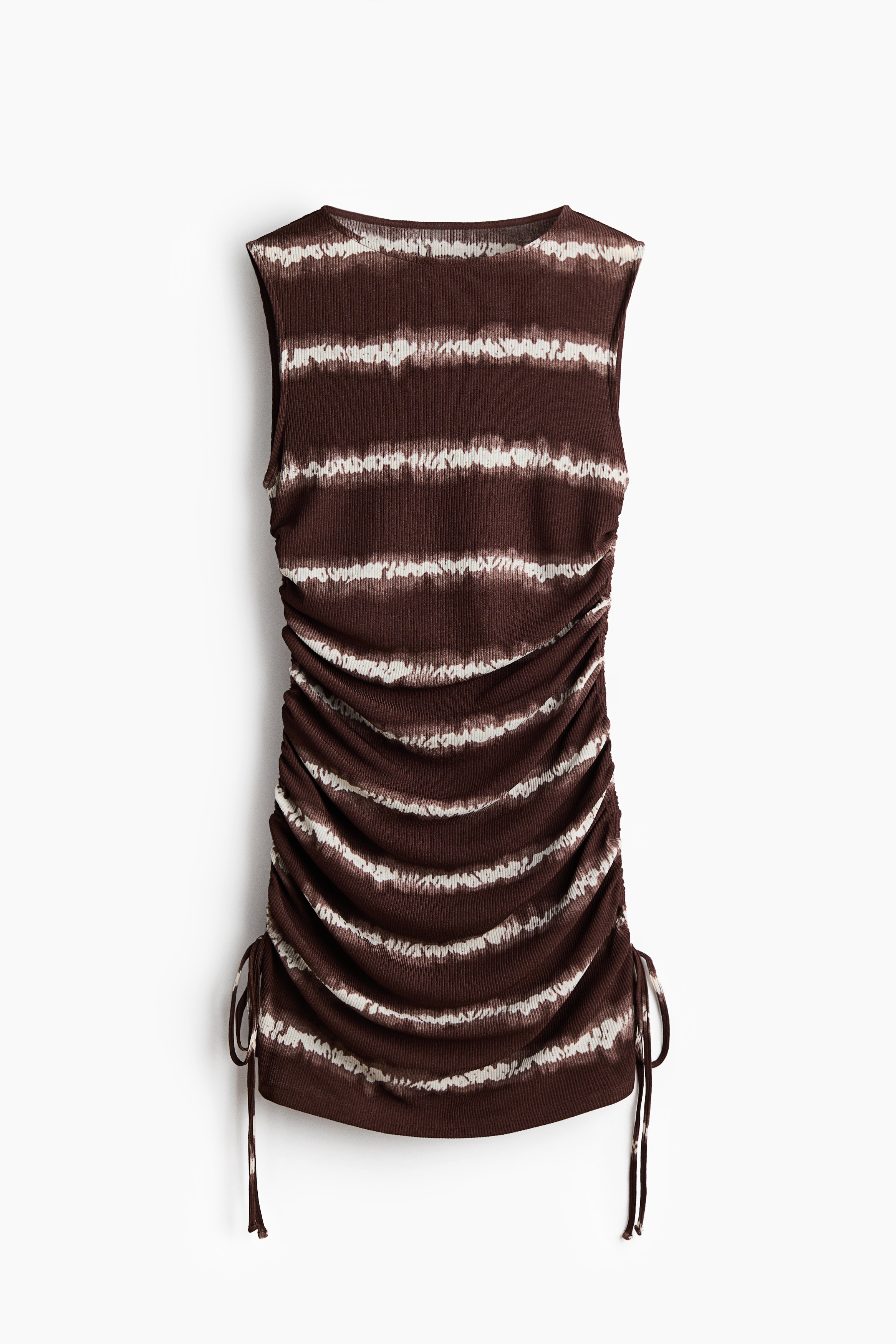 Drawstring-detail beach dress - Dark brown/Tie-dye/Green