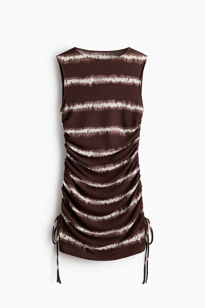 Strandkleid mit Kordelzugdetails - Dunkelbraun/Batikmuster/Grün - 1