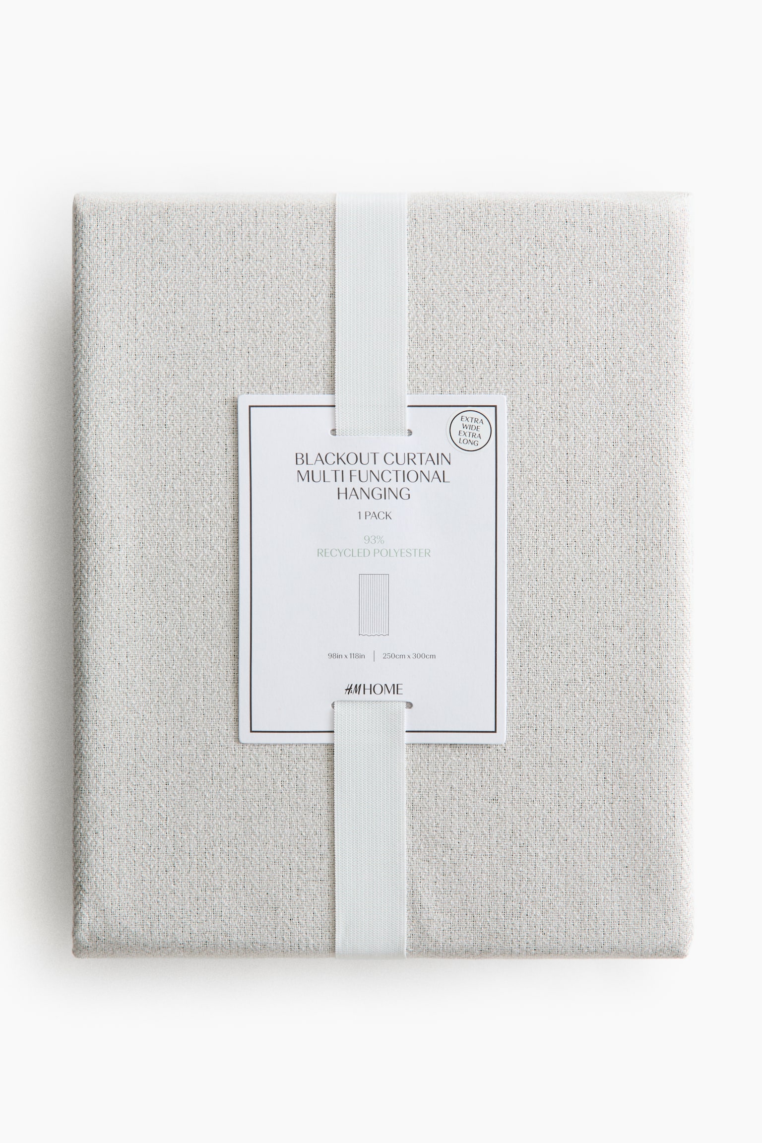 1-pack long and wide blackout curtain length - Light grey/Khaki green/Beige marl - 4