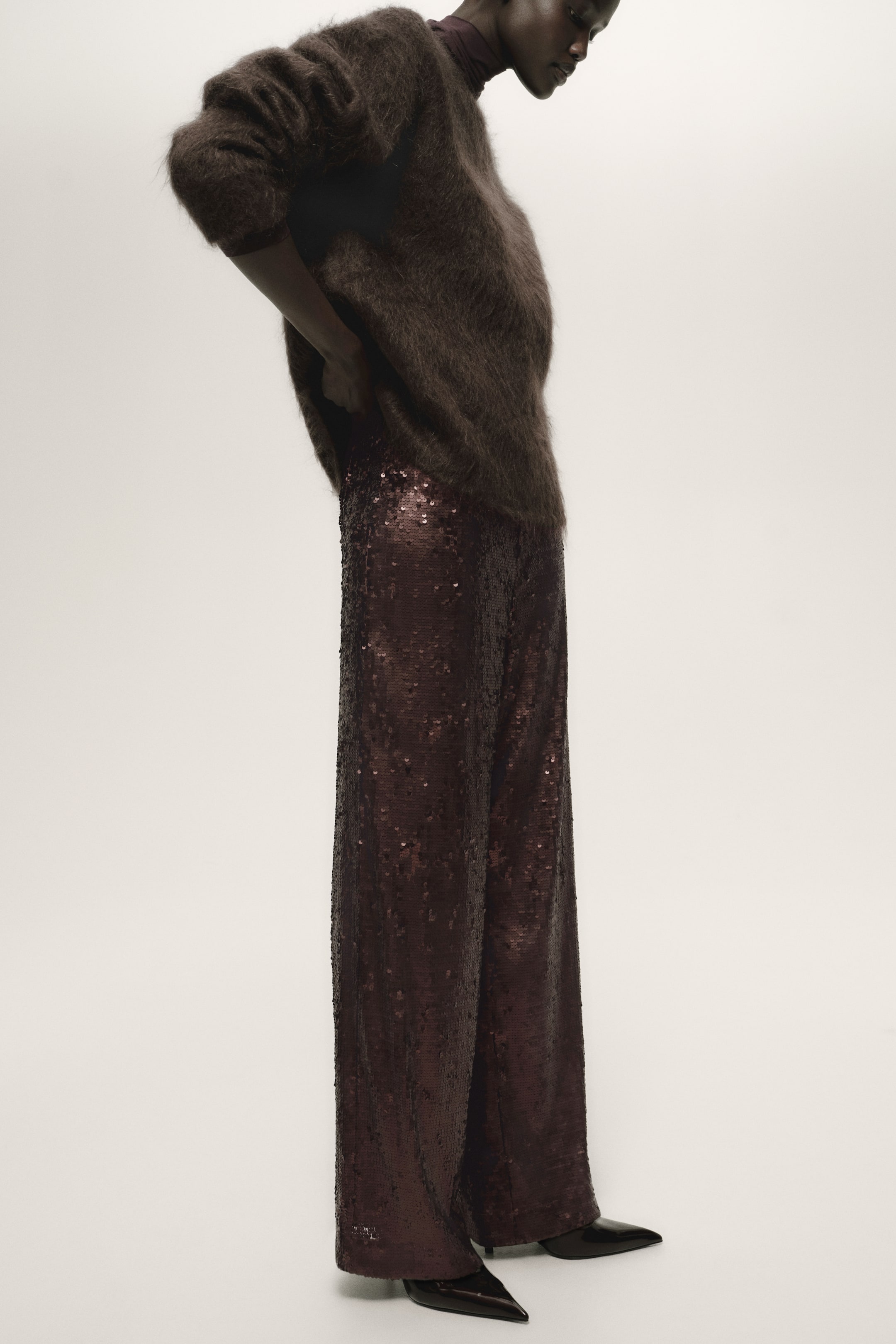 View larger image: Sequined trousers - Dark brown - Ladies | H&M 5