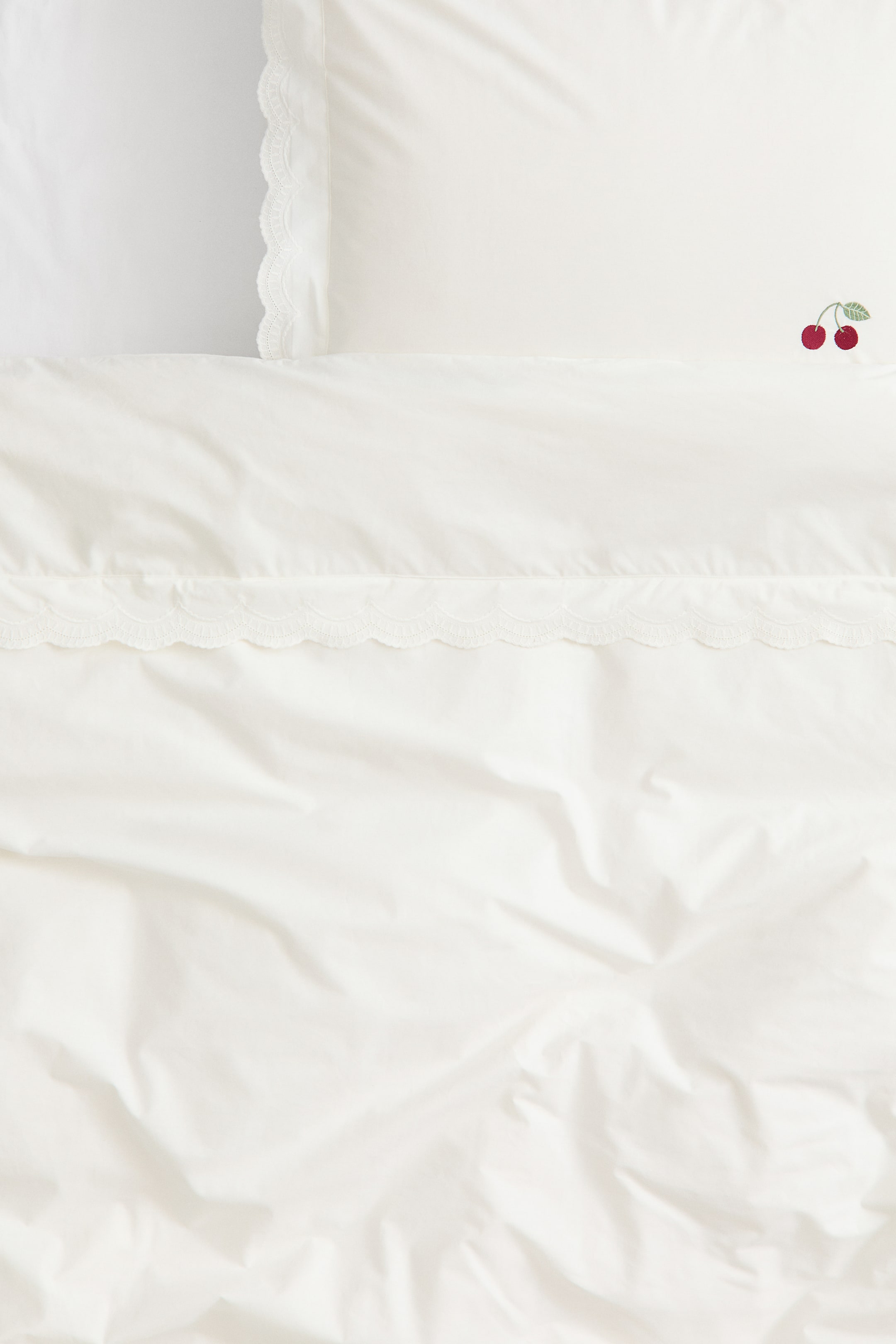 Embroidered-Detail Duvet Cover Set