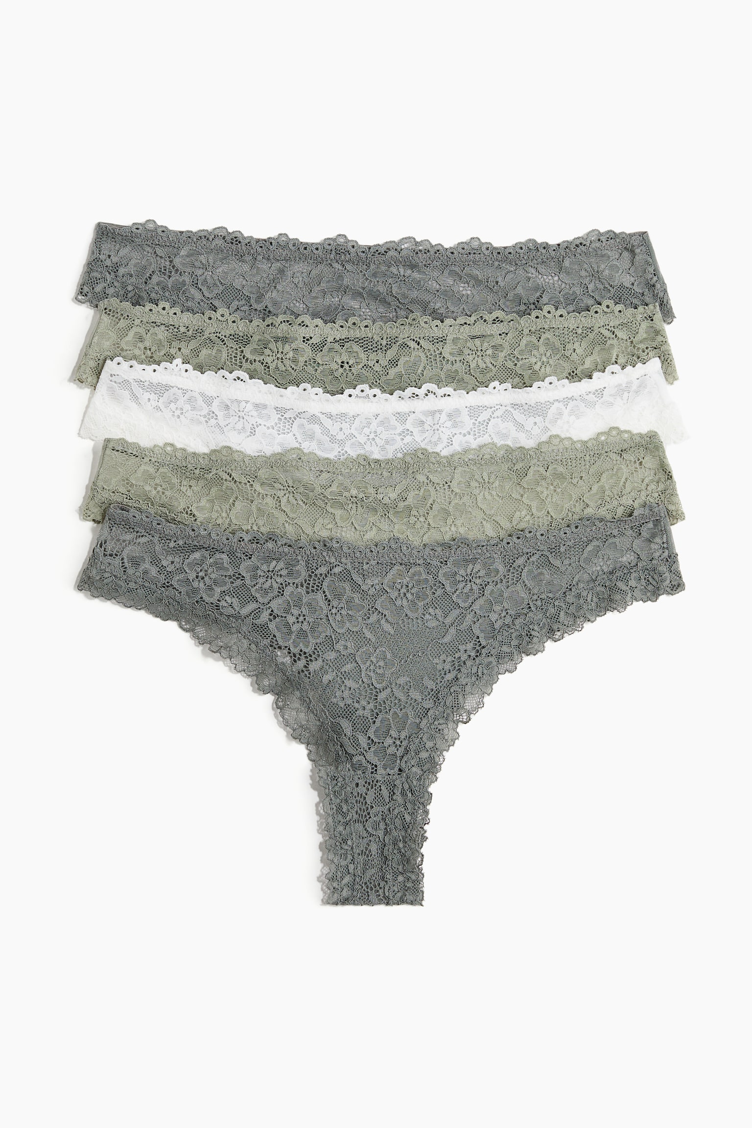 5-pack lace Brazilian briefs - Grey-green/White/Light blue/White/Pigeon blue/Beige/White/Black/Dusty pink/White/Light apricot/Black/Black - 1