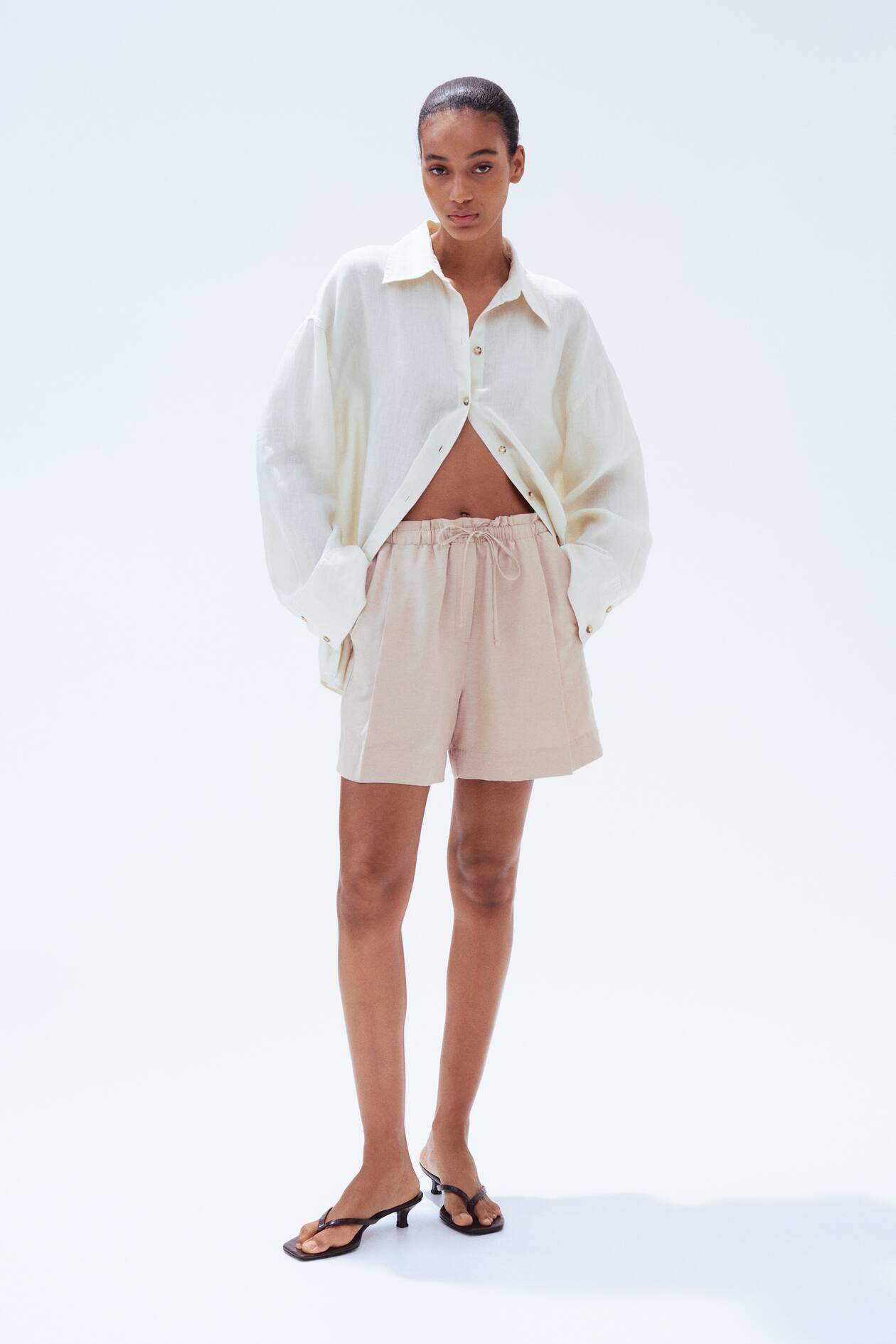 Linen-Blend Drawstring Shorts - image 3