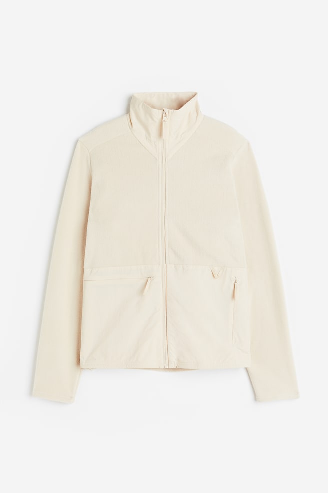 Fleece sports jacket - Light beige/Black - 2