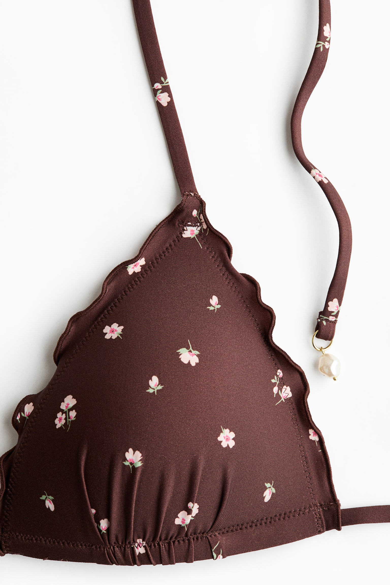 חזיית ביקיני משולשים Push-Up - חום כהה/פרחוני/Dark red - 2