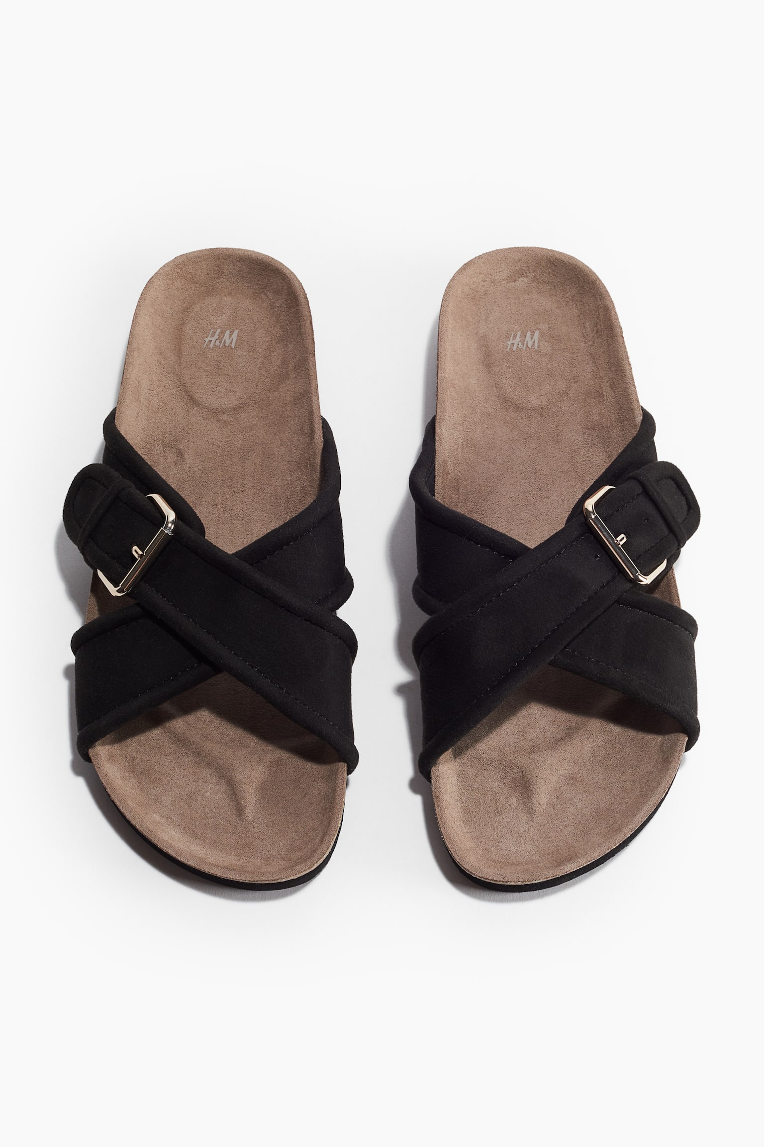 Crossover Strap Sandals - Black/Brown - 3