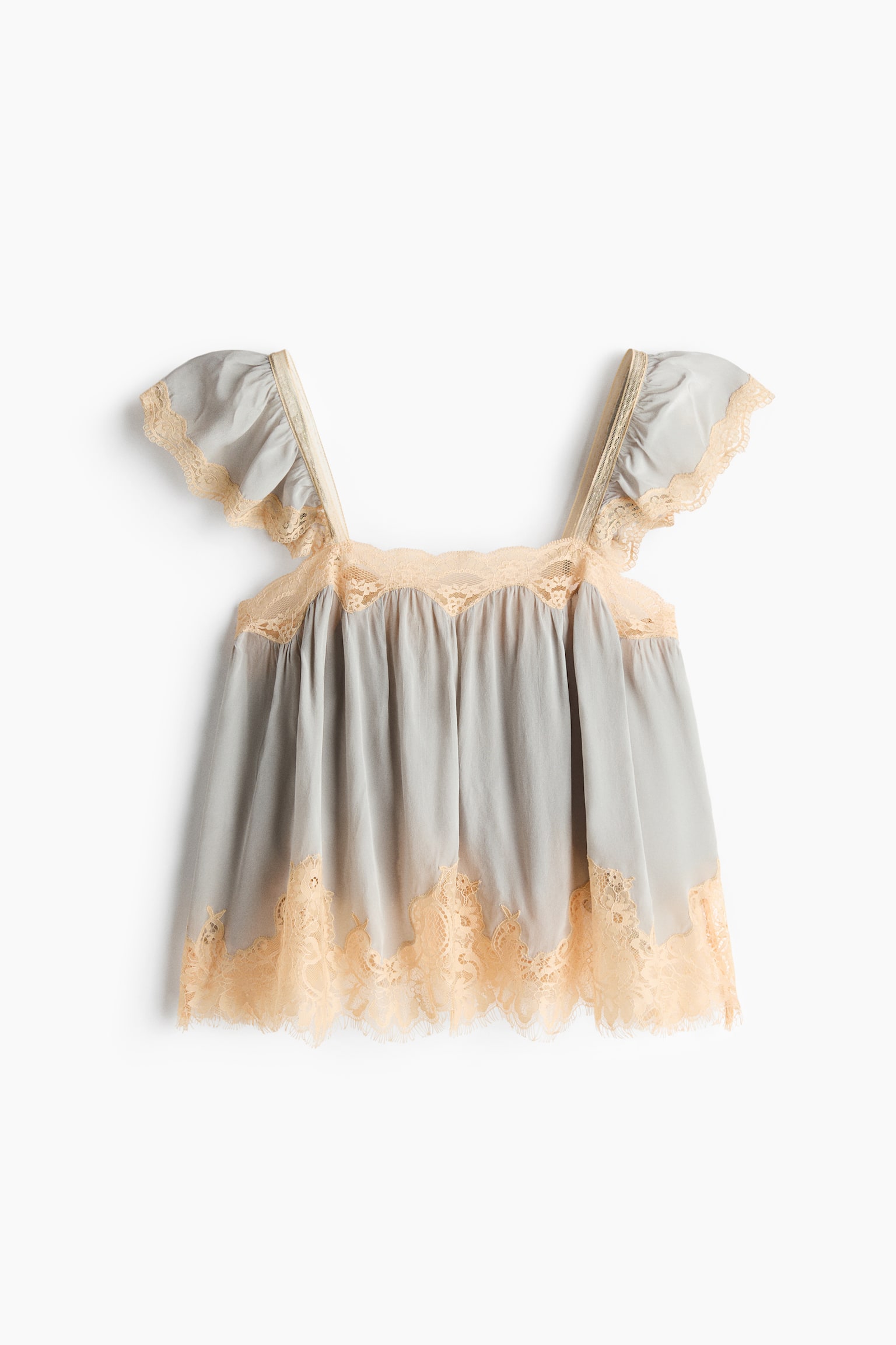 Top in viscosa con bordi in pizzo - Blu polvere chiaro