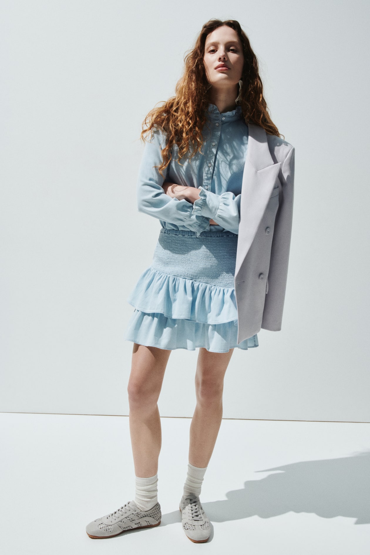 Smocked Denim Skirt - image 5