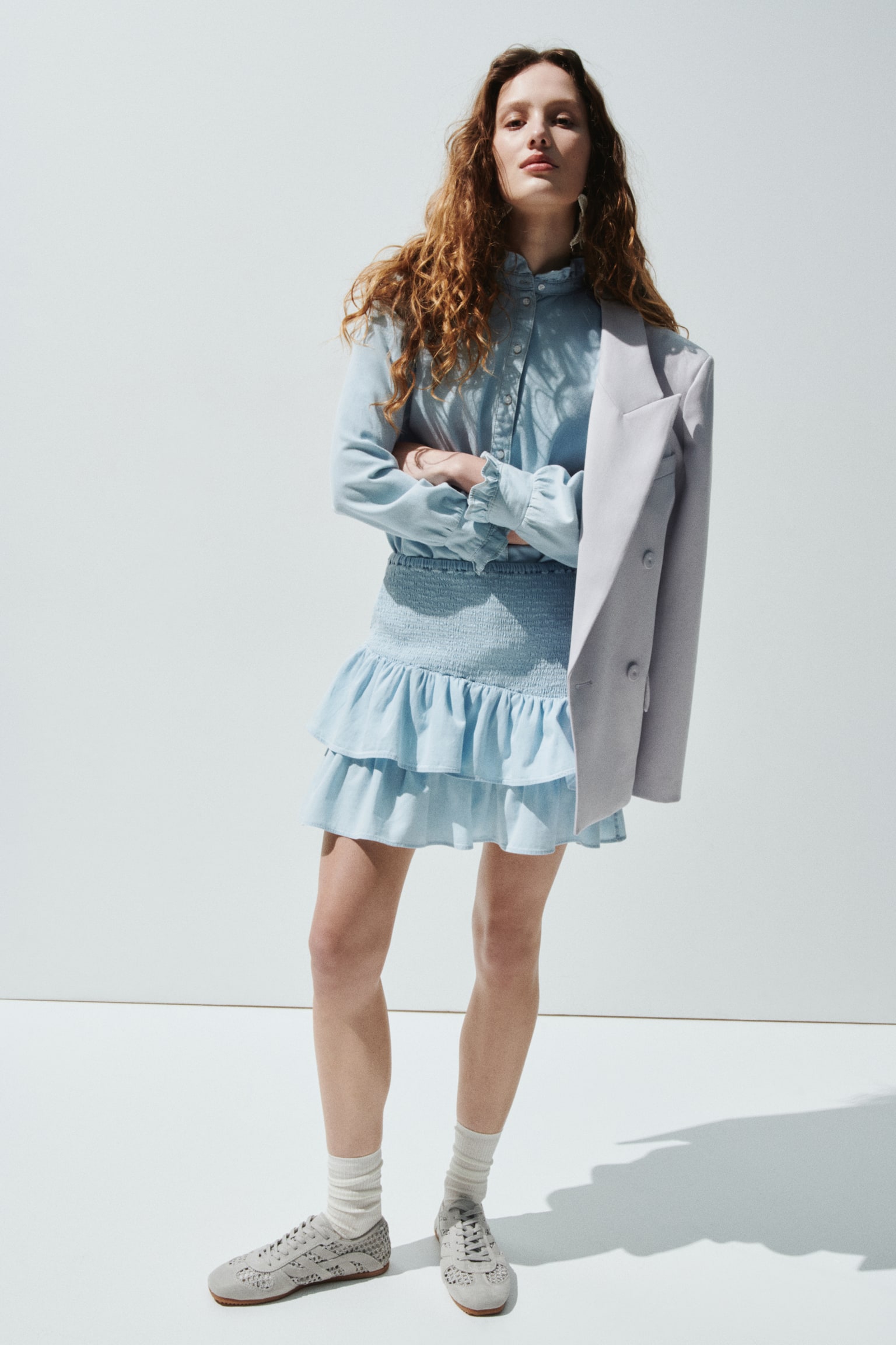 Fustă din denim cu fronseuri - 6