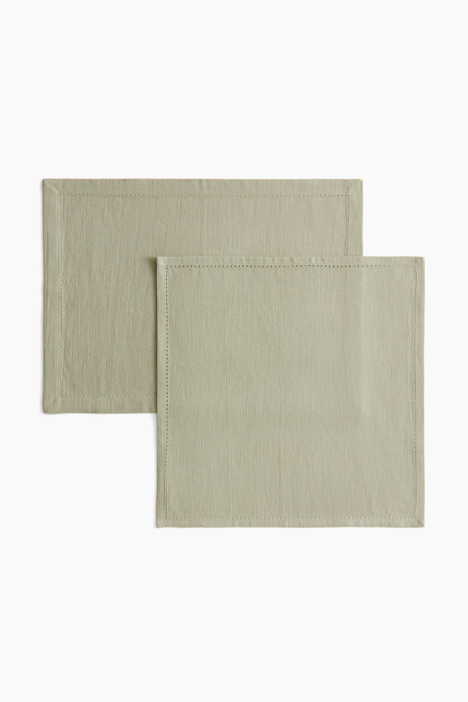 4-piece place mats and napkins set - Light khaki green/Light beige - 2