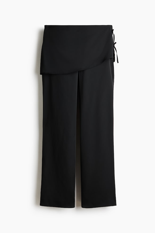 Pantalon en satin avec jupe superposée - Noir/Beige clair - 1