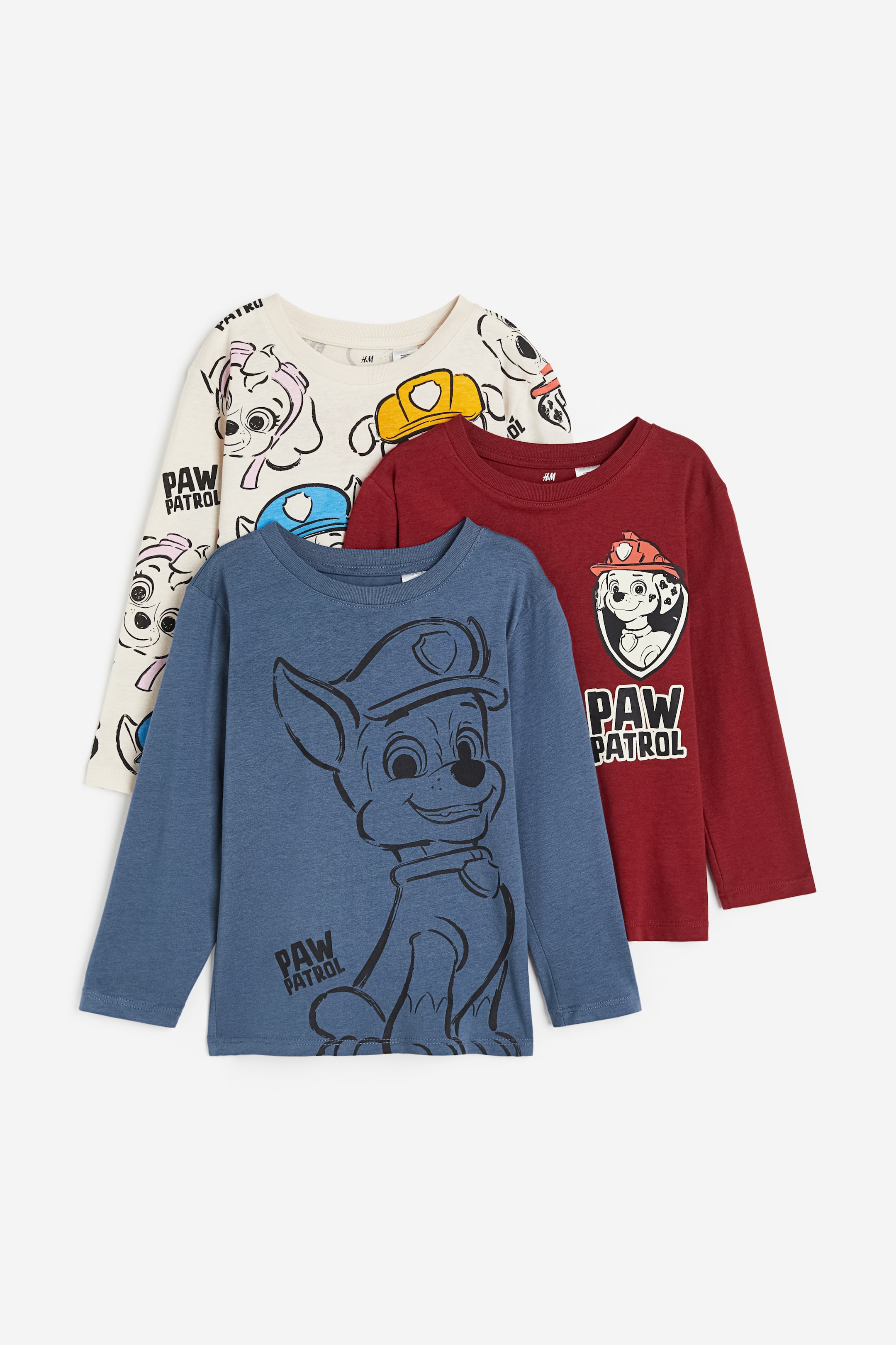 이미지 확대 보기: 롱 슬리브 티셔츠 3피스 세트 - 블루/퍼피 구조대 - Kids | H&M KR 1