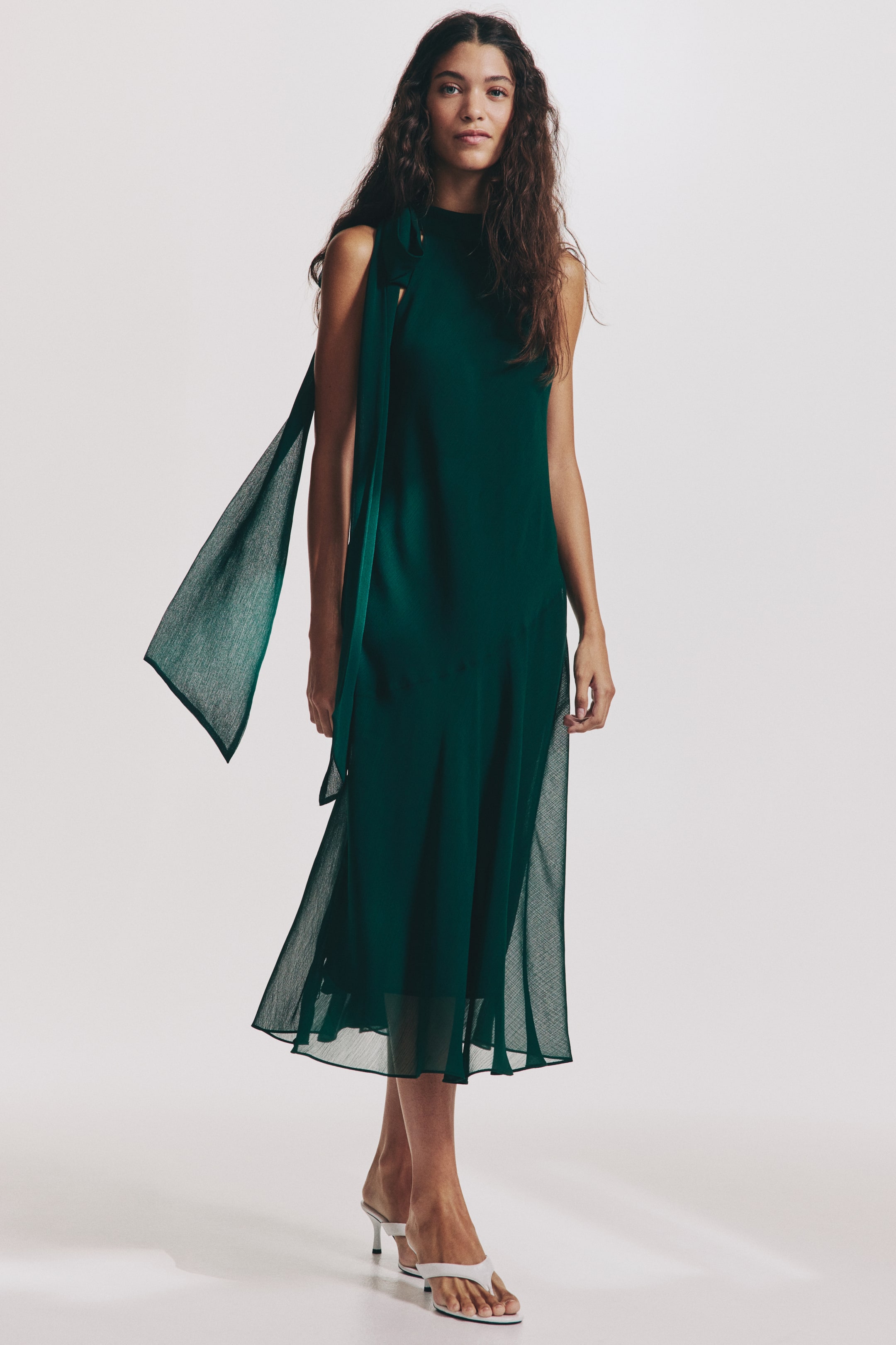 View larger image: Scarf-Detail Dress - Dark green - Ladies | H&M PH 2