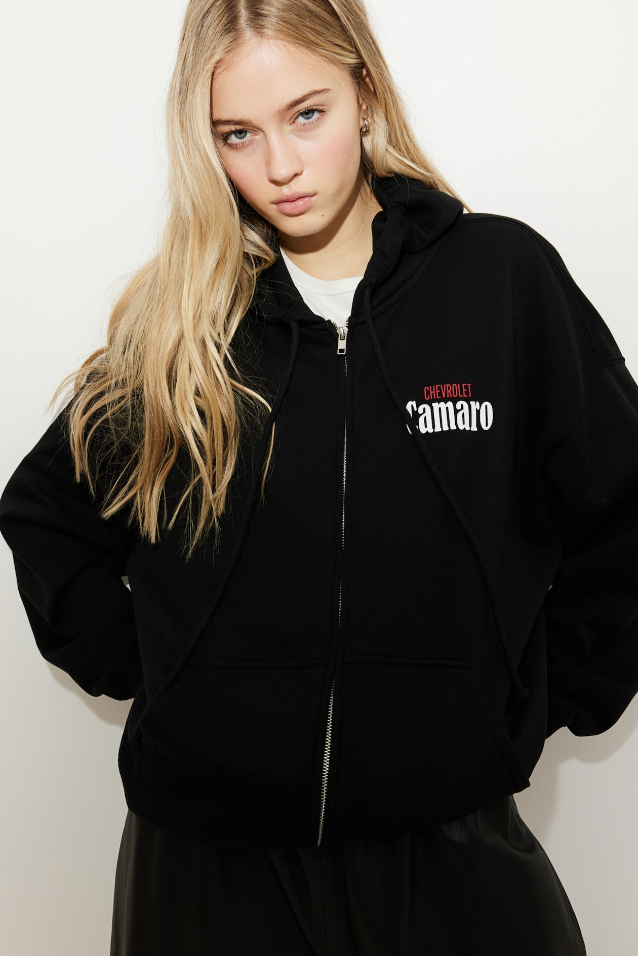 Oversized printed zip-through hoodie Black/General Motors