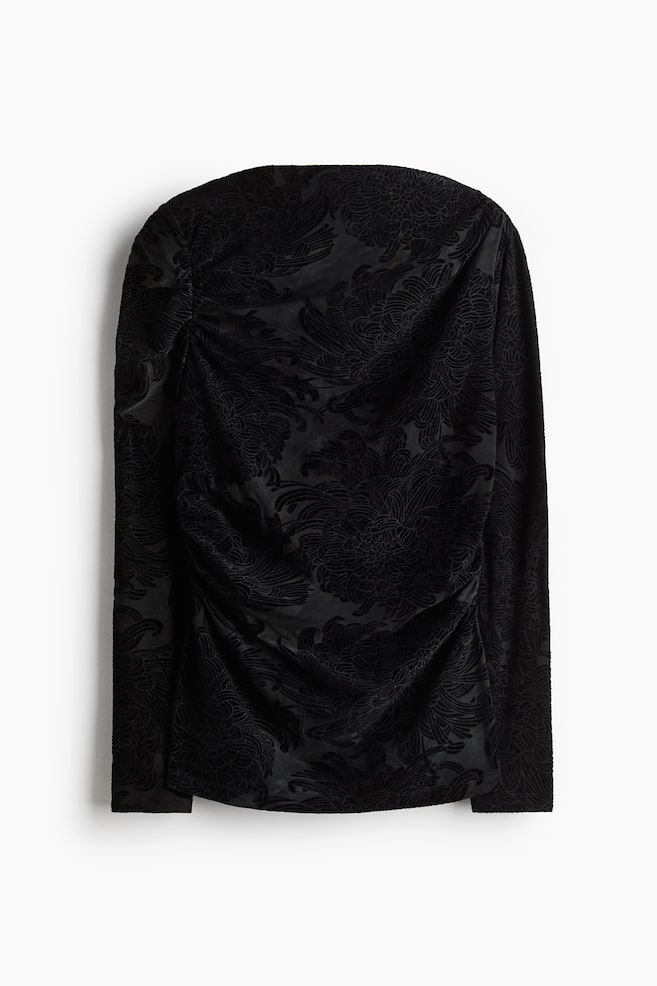 Top drapeado de punto - Negro - 1