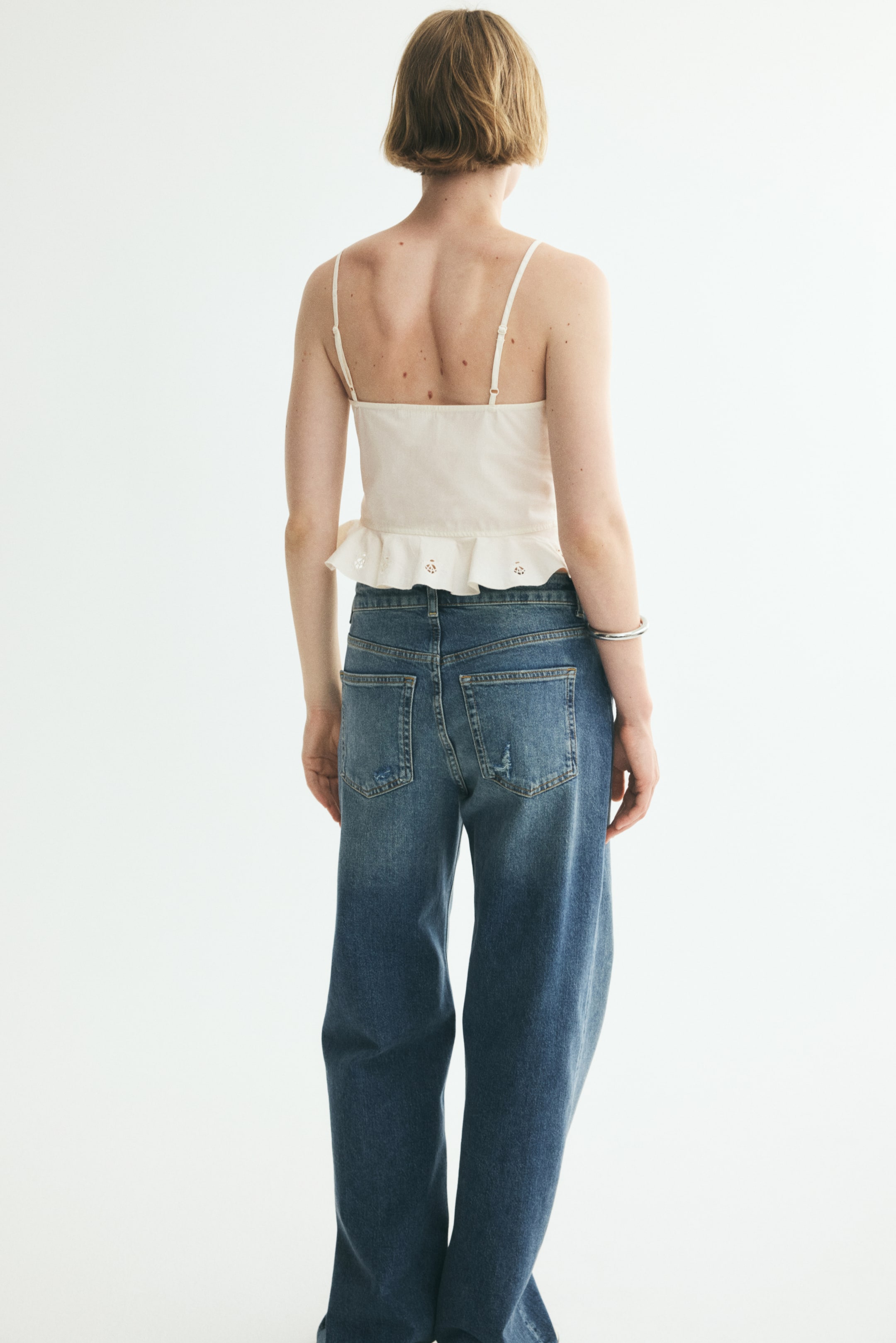 Cropped Top with Eyelet Embroidery