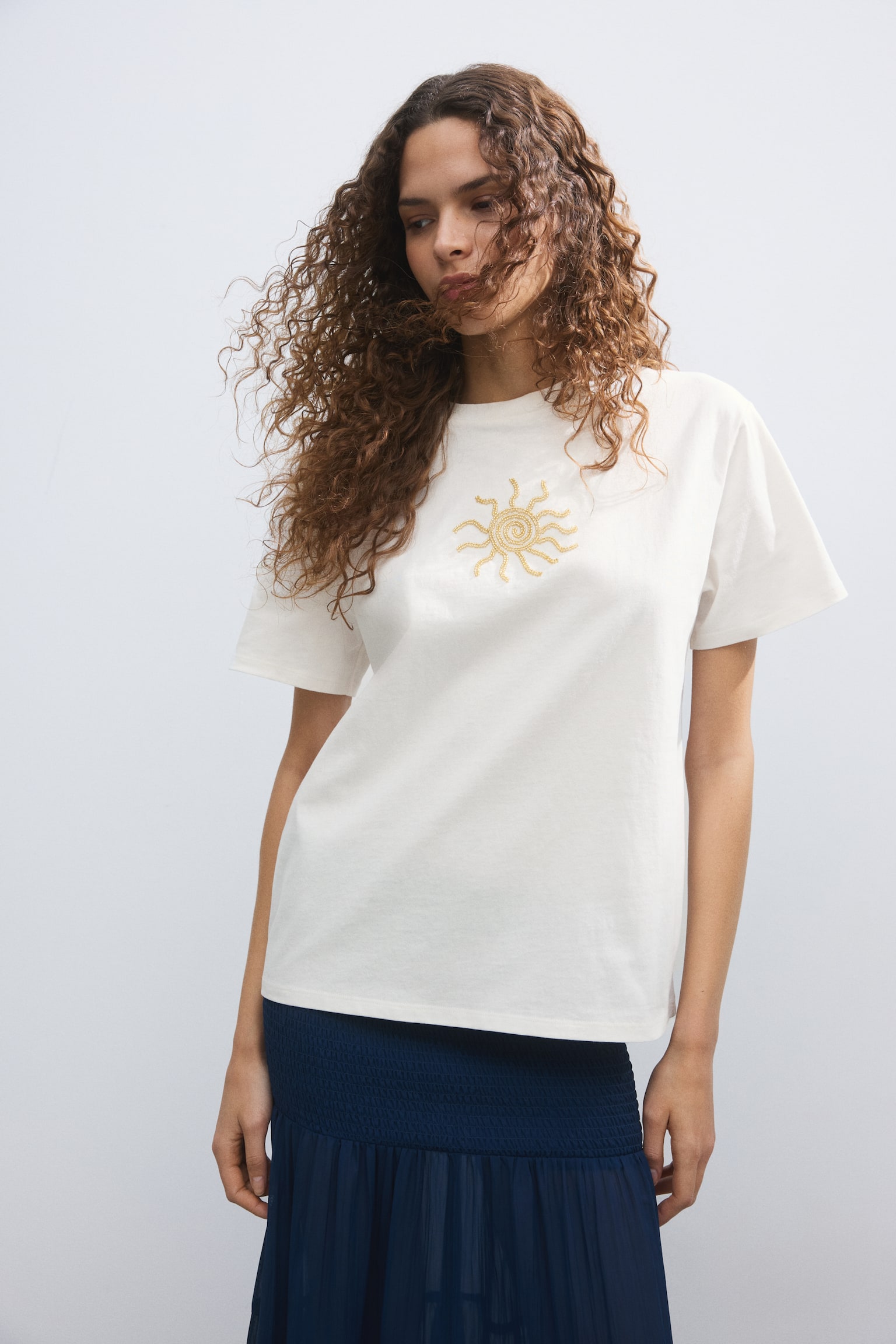 Motif-detail T-shirt - 1