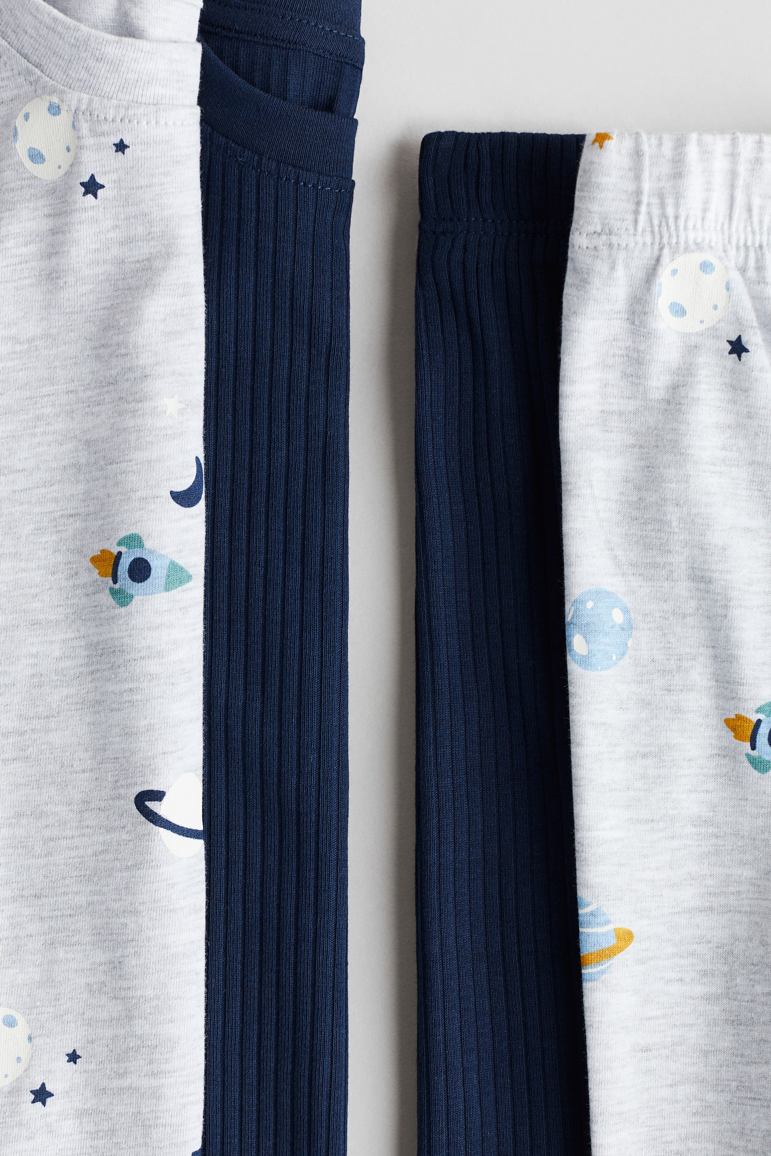 2-pack printed cotton pyjamas - Navy blue/Space/Light grey marl/Green striped/Dark blue/Lions/Light yellow/Vehicles/Turquoise/Dinosaurs - 2