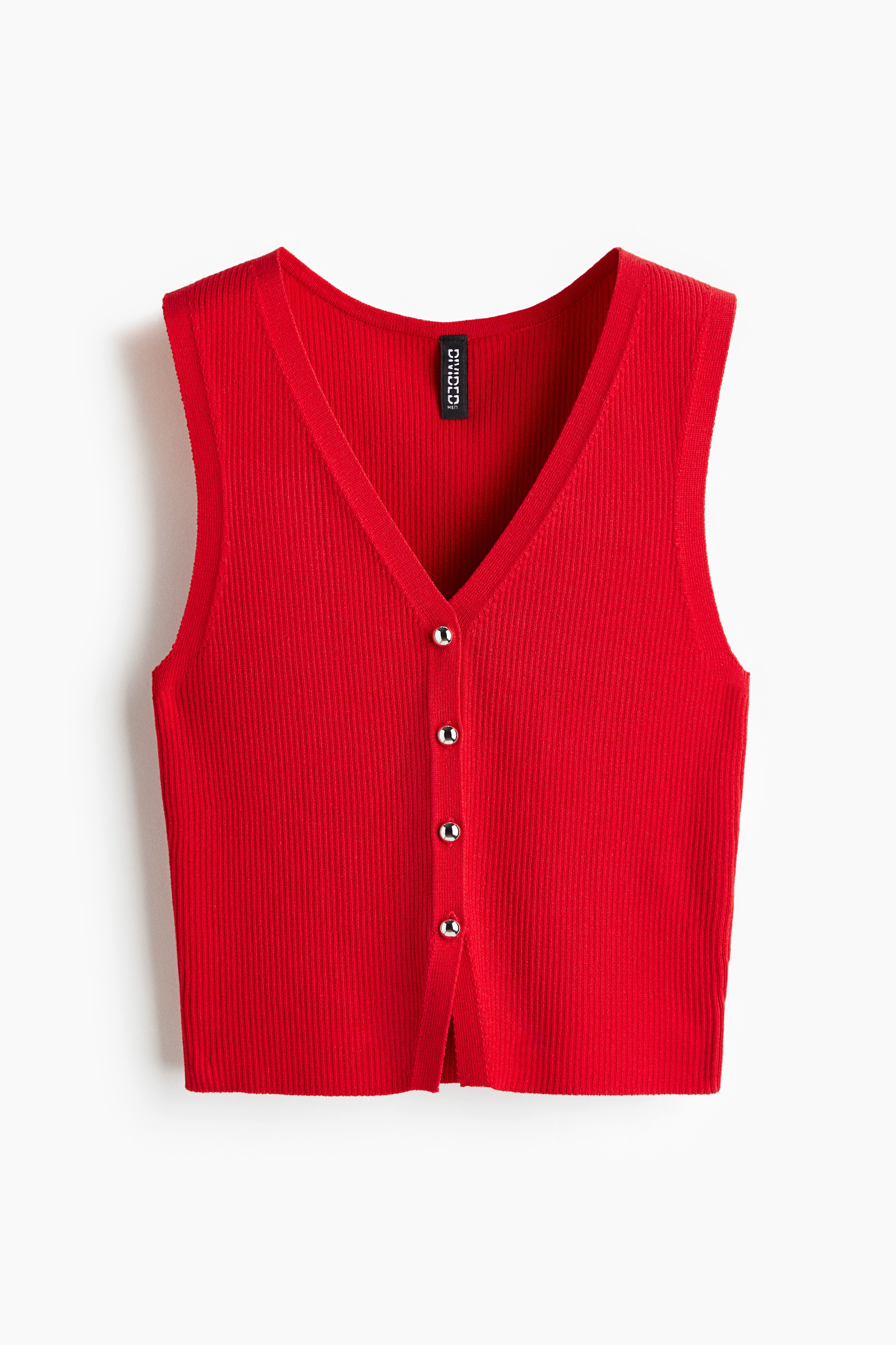 Chandail sans manches à boutons - Rouge vif/Blanc/rayé/Noir/Blanc/Bourgogne