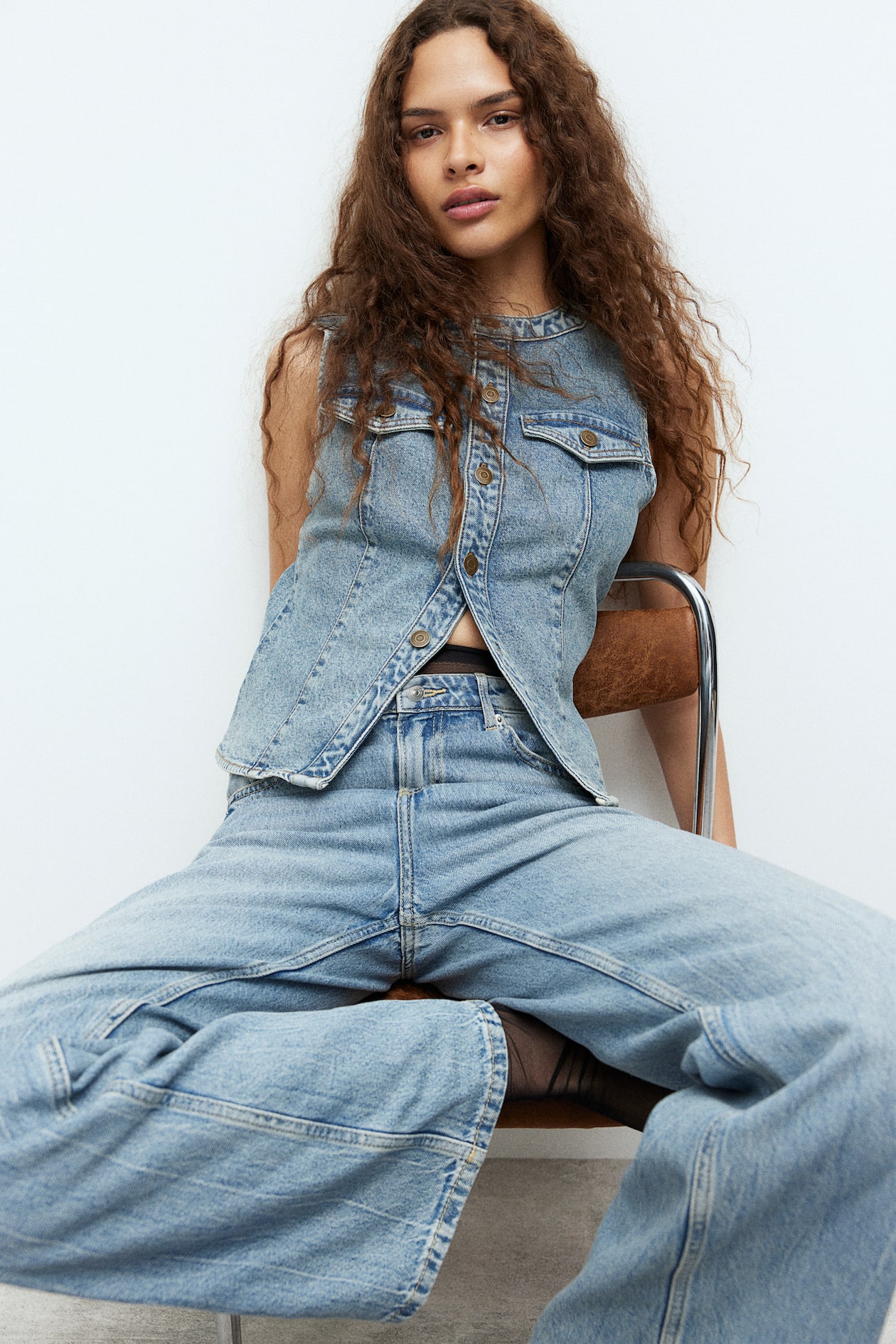 Wide High Jeans Light denim blue Ladies H&M IN