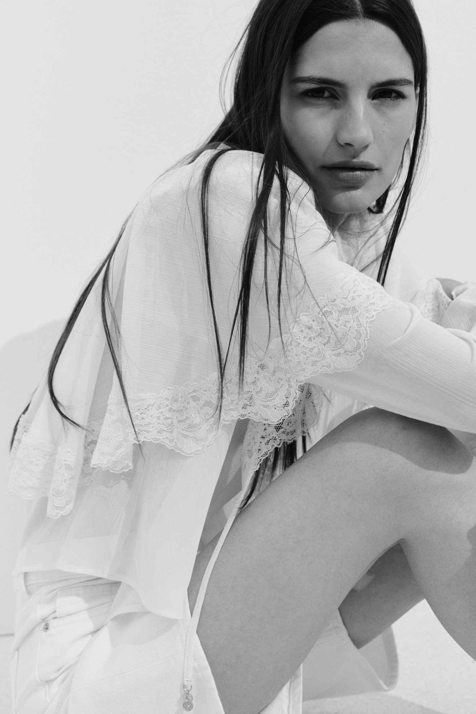 Женская блузка H&M Cape-Detail Blouse, цвет: Кремовый — фото 5