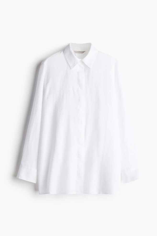 Linen Shirt - White/Beige/Light pink - 1