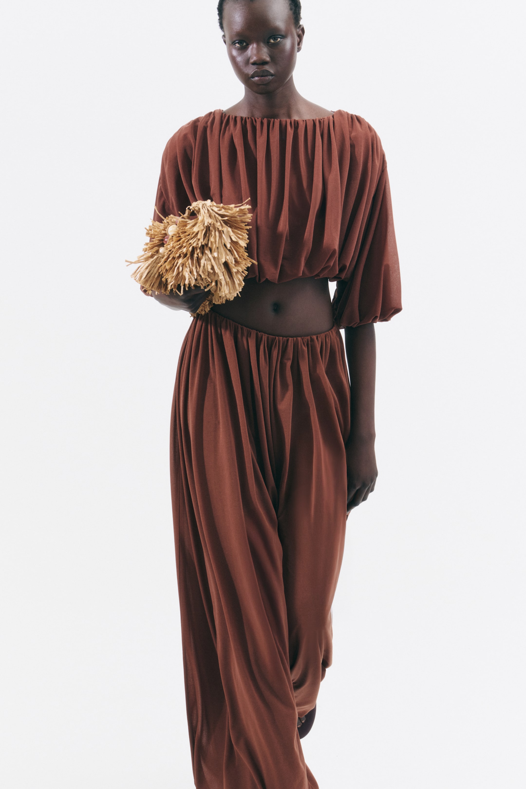 Draped Balloon-Leg Pants
