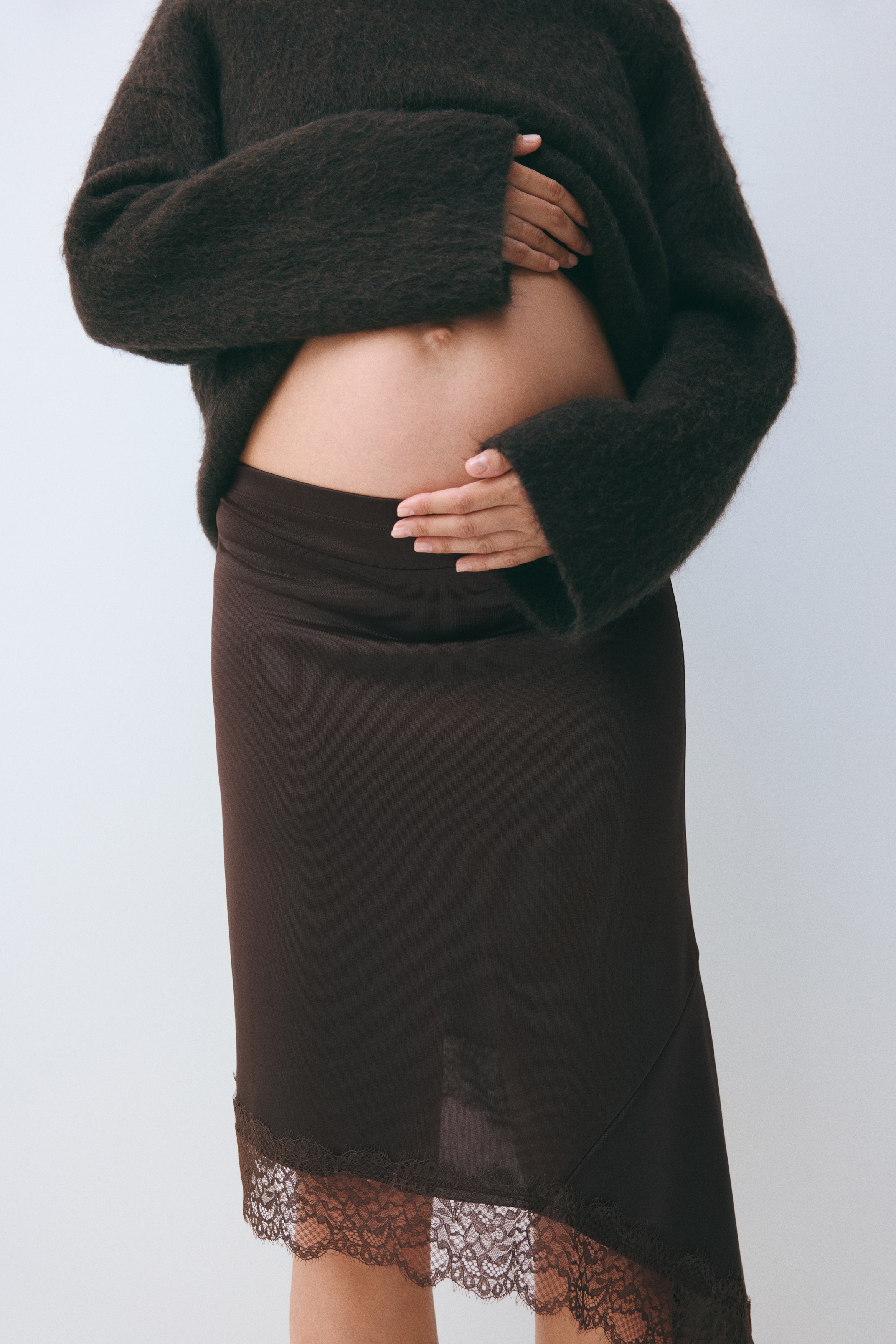 MAMA Asymmetrische rok - Donkerbruin