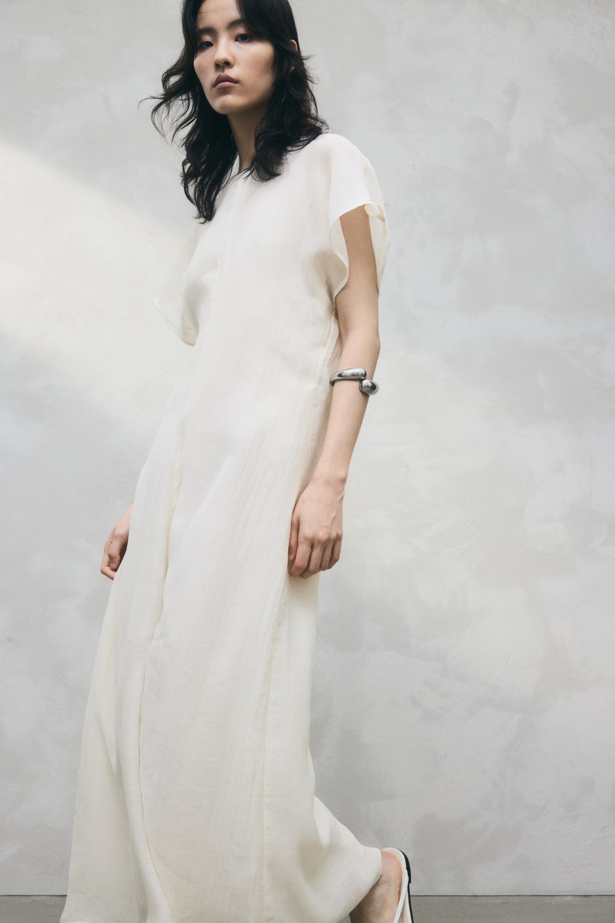 chinese dress ladies linen summer dress, cream dress short sleeves 1742  Xiaolizi
