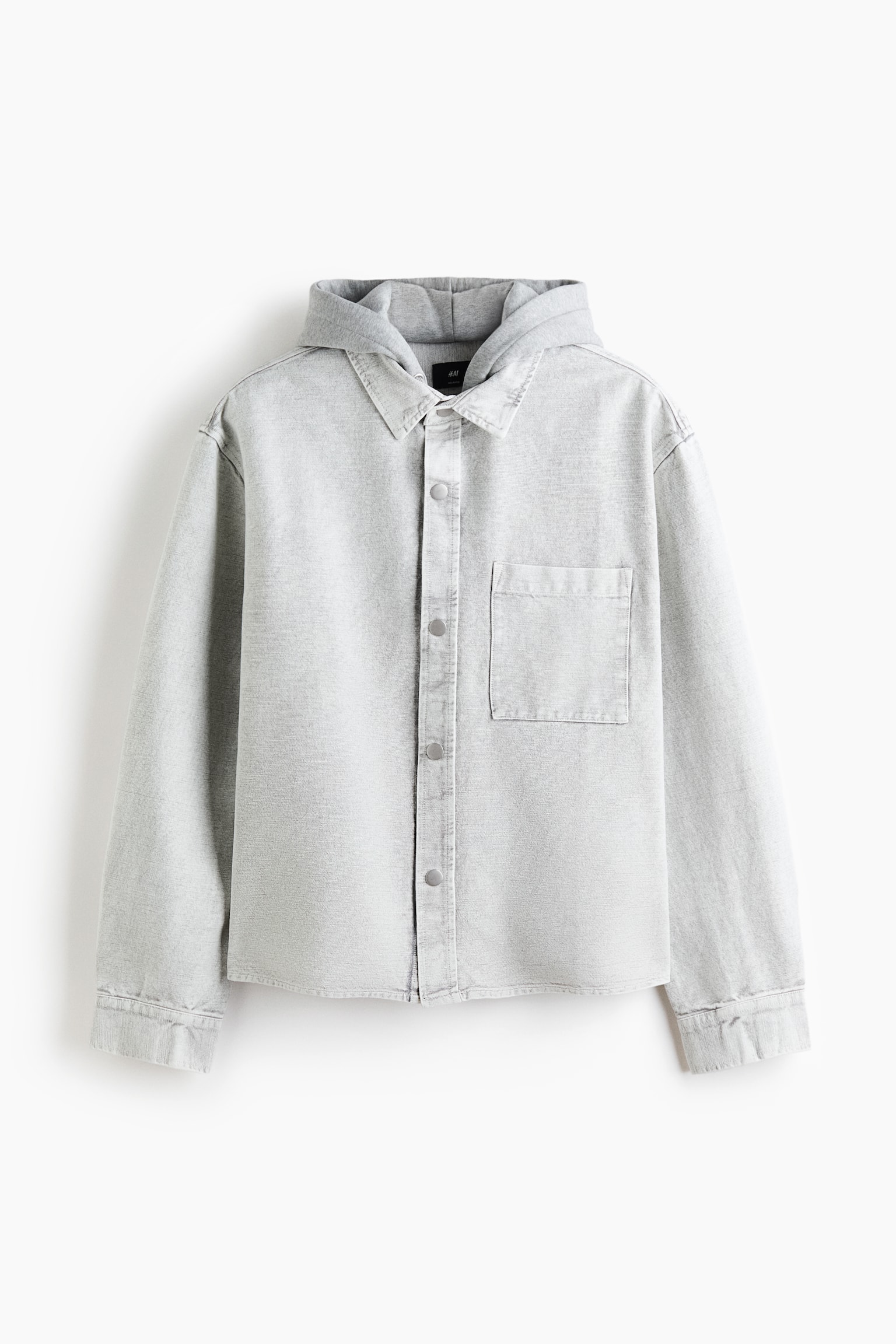 Hooded Overshirt - Washed light gray/Dark denim gray