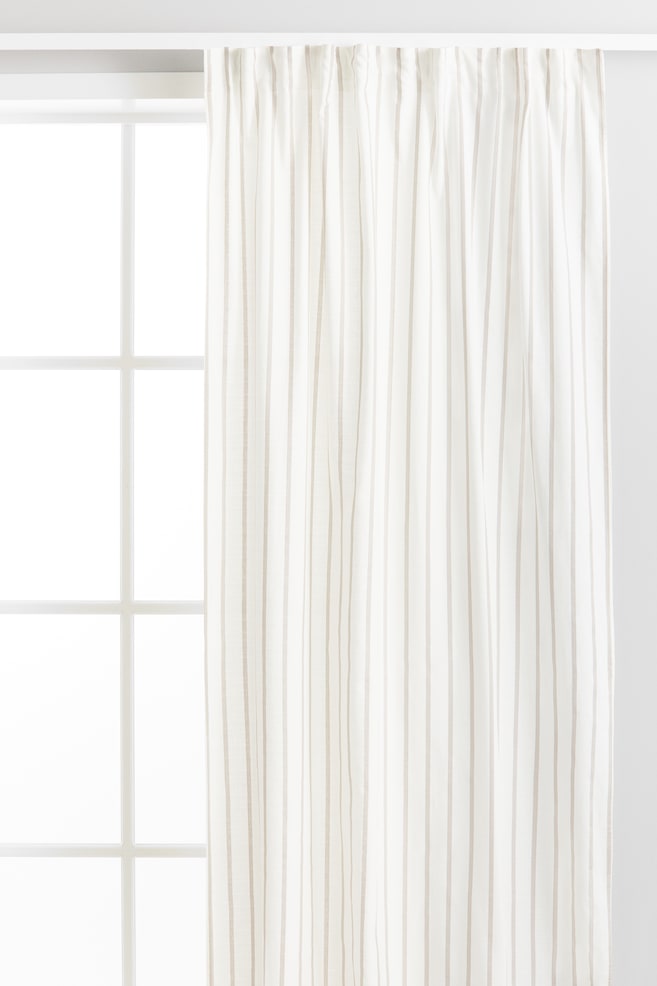 2-pack multiway cotton curtains - White/Striped - 1