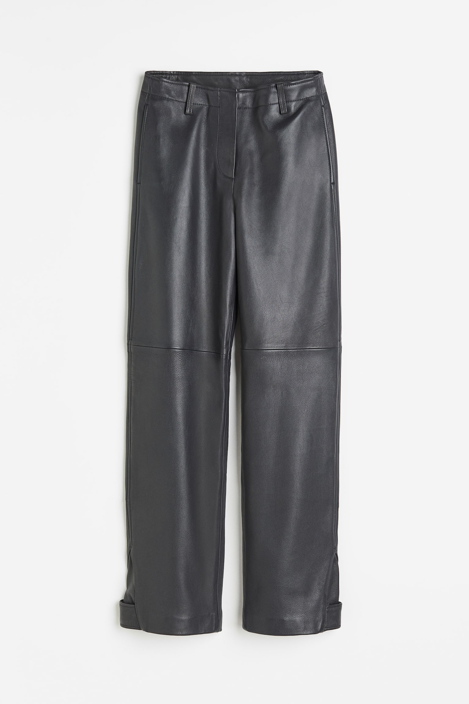 Leather Biker Pants - Dark grey/Black - 1