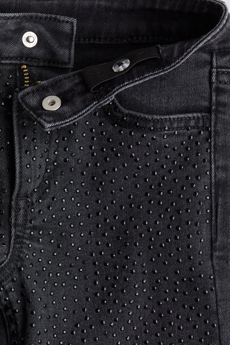 Wide Leg Jeans con pedrería Negro deslavado Kids H&M MX