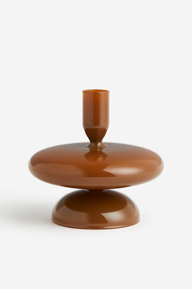 Glass candlestick - Toffee brown/Black - 1