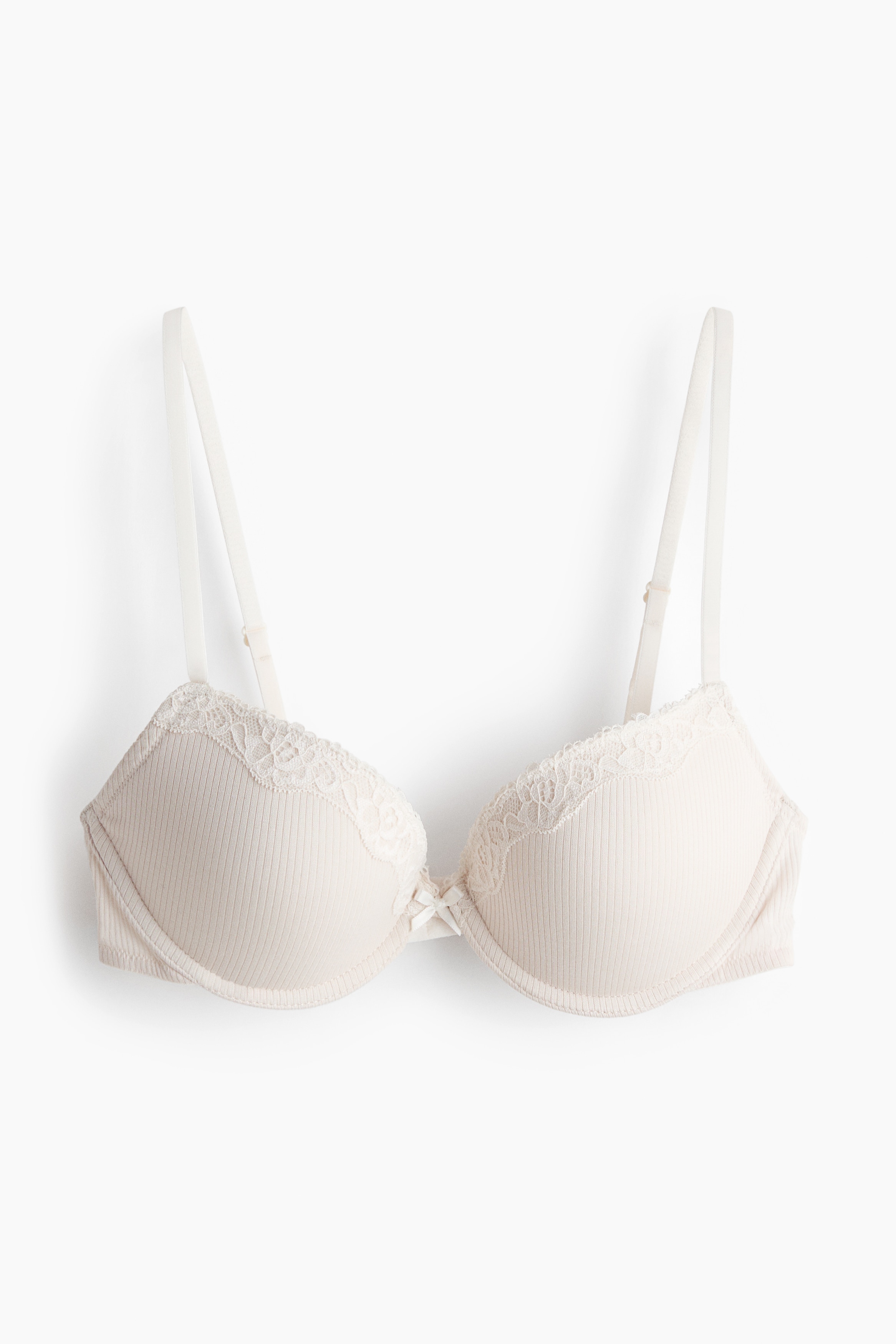 Ribbed jersey push-up bra - Cream/Beige marl