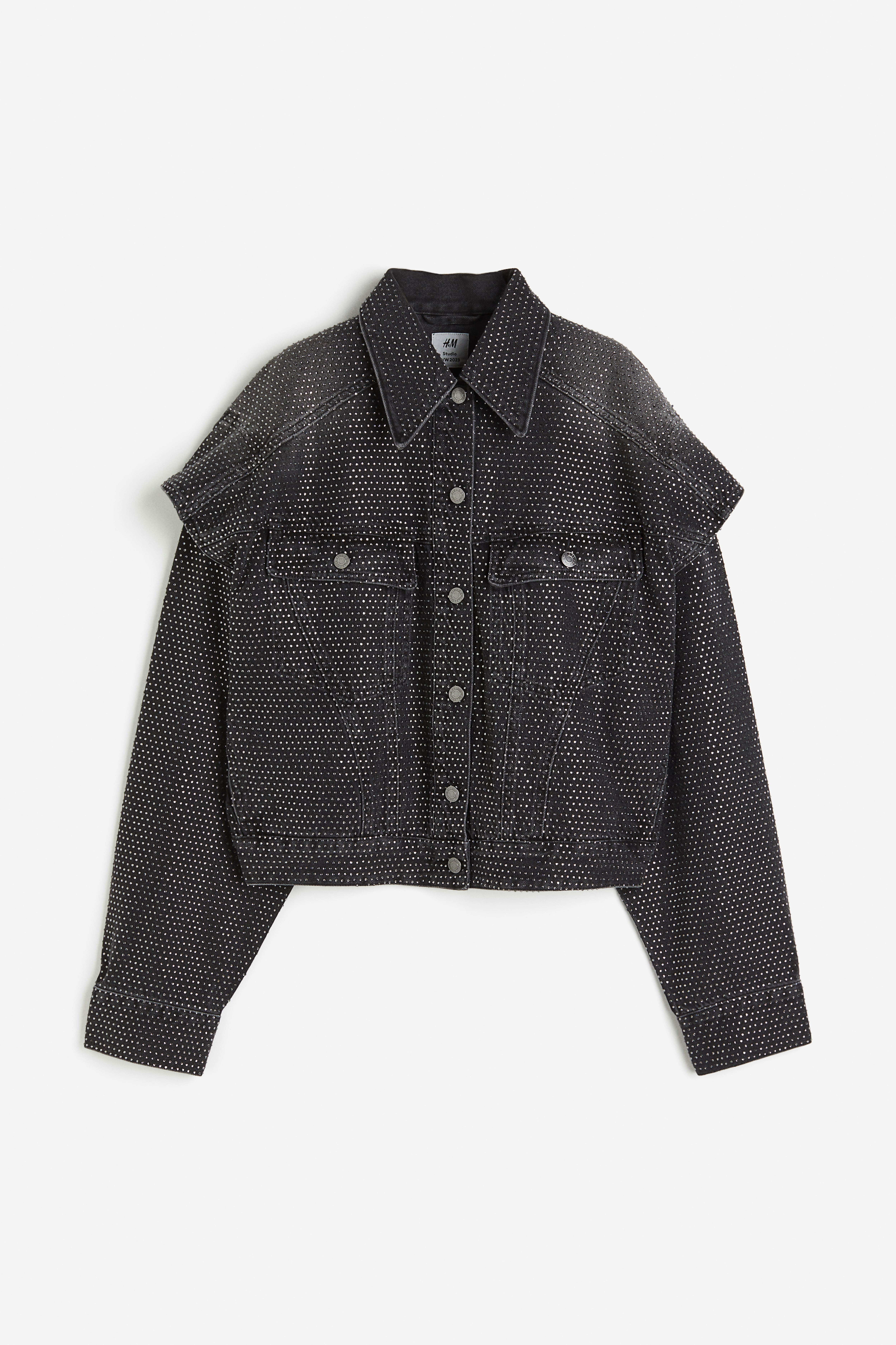 H&m black denim jacket best sale