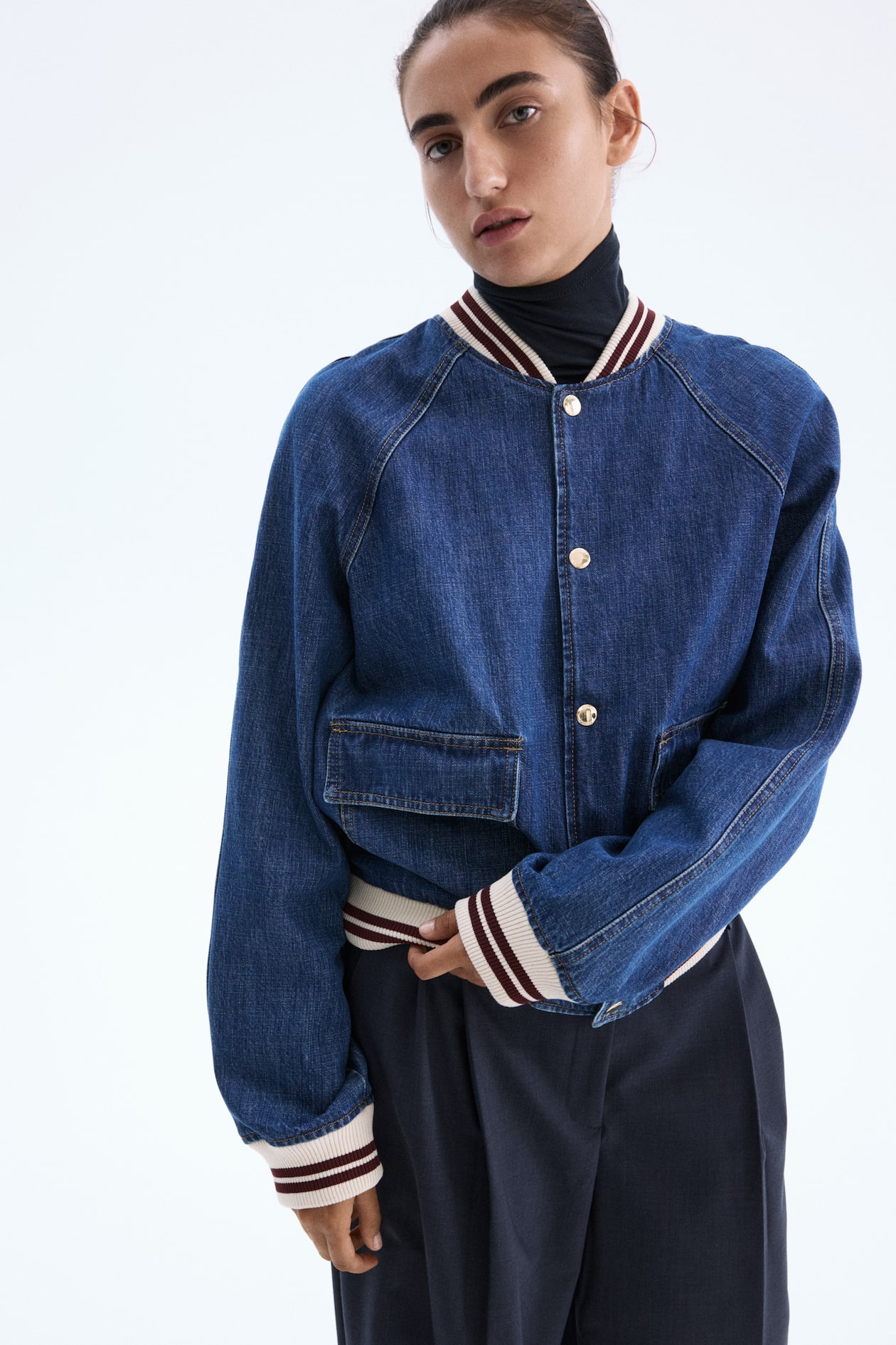Denim Bomber Jacket - image 5