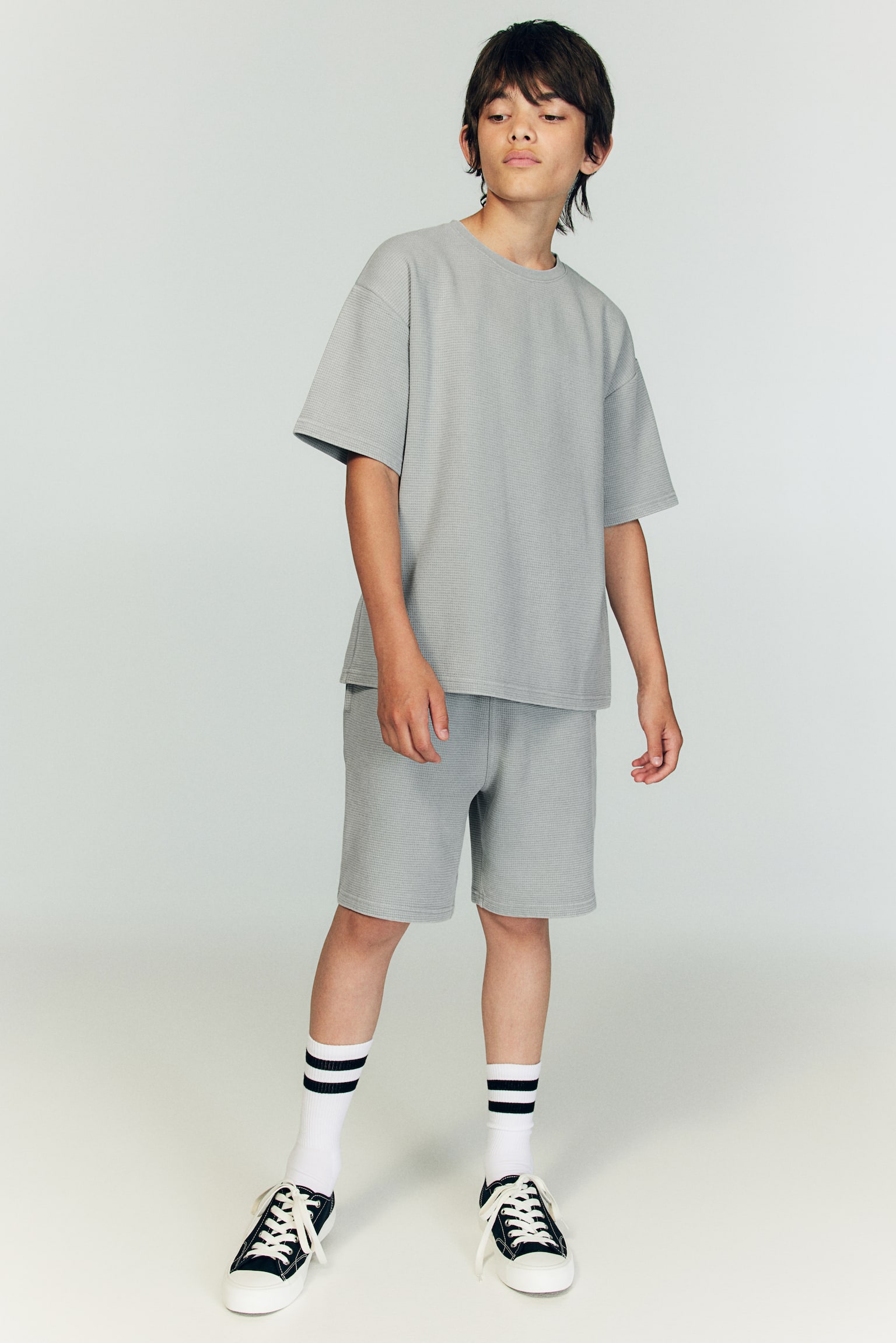 2-piece waffled cotton set - Light grey - 5