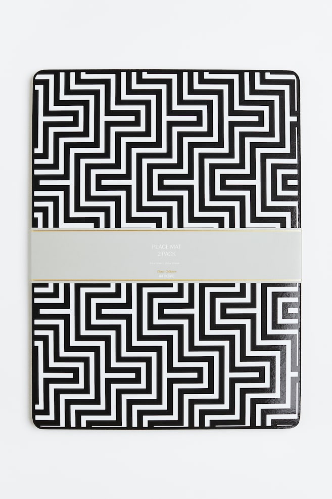 2-pack place mats - Black/Patterned - 1