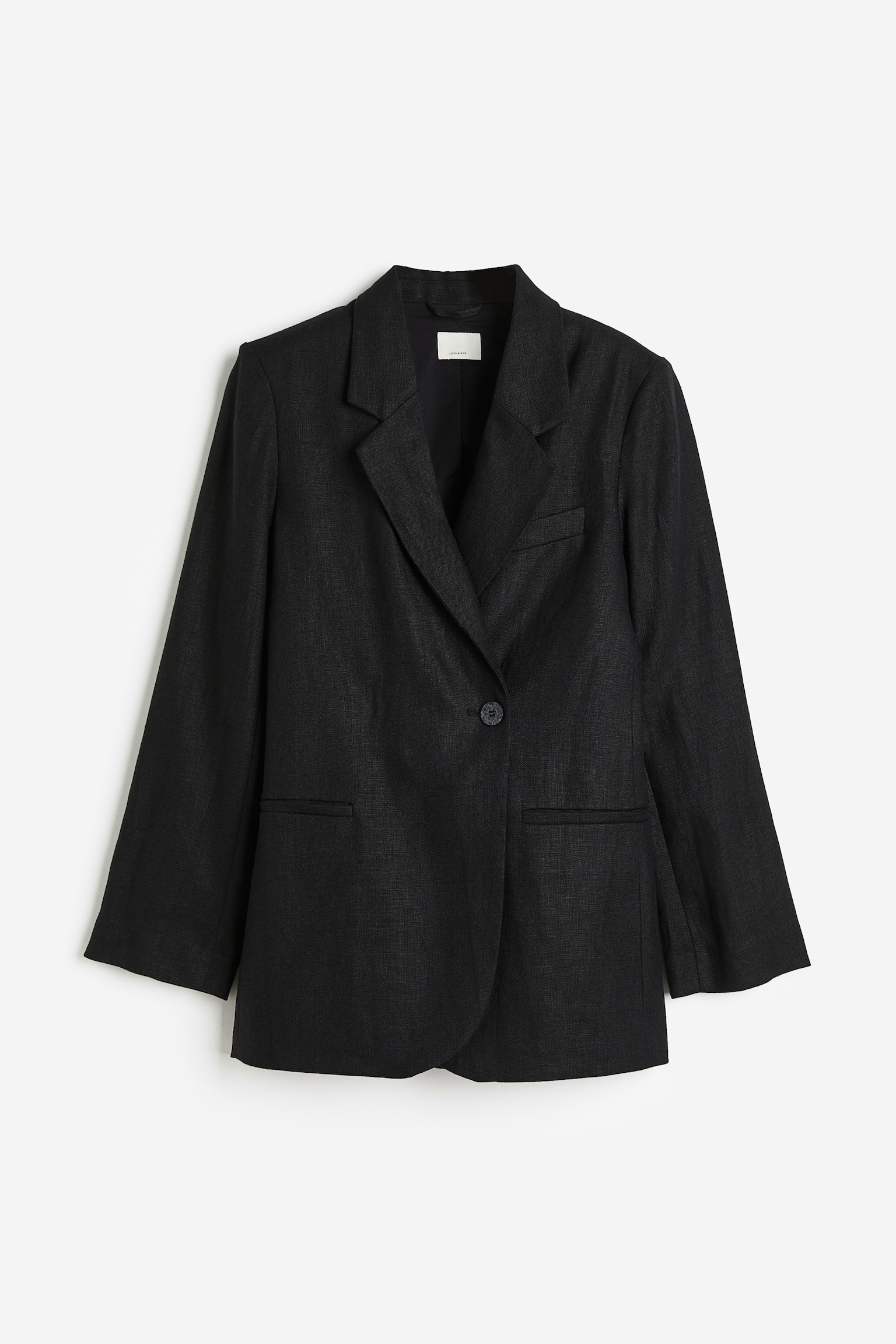 Double-breasted linen blazer - Black - 1