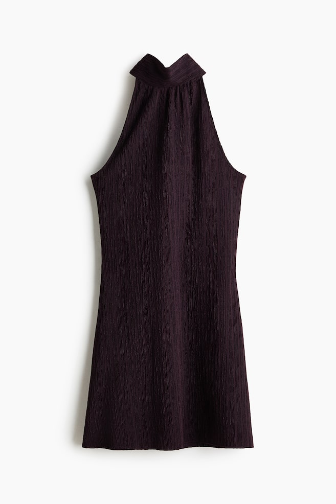 Crinkled halterneck dress - Dark purple/Black - 1